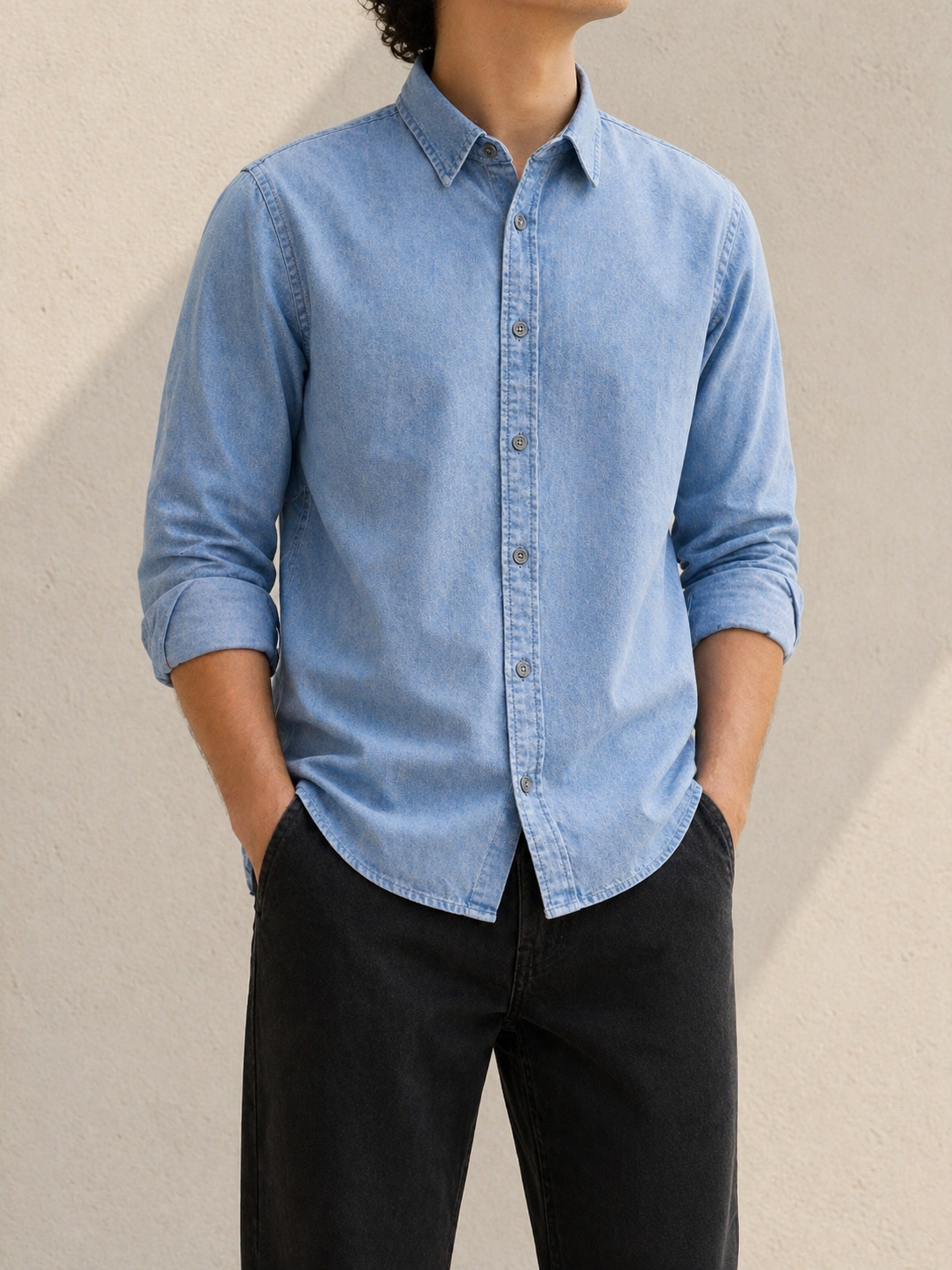 Premium Denim Shirt - Sky Blue