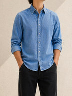Premium Denim Shirt - Steel Blue