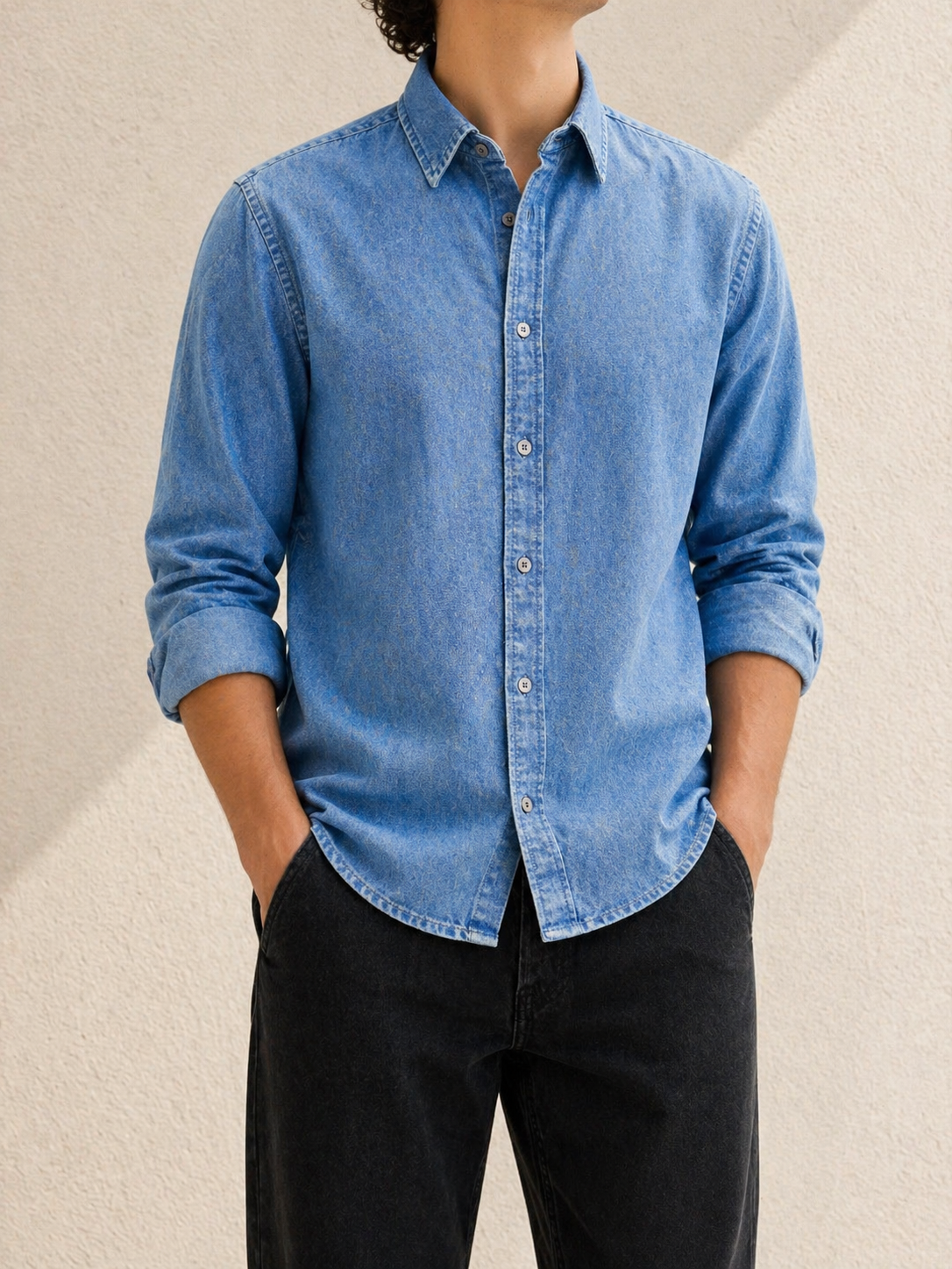 Premium Denim Shirt - Steel Blue