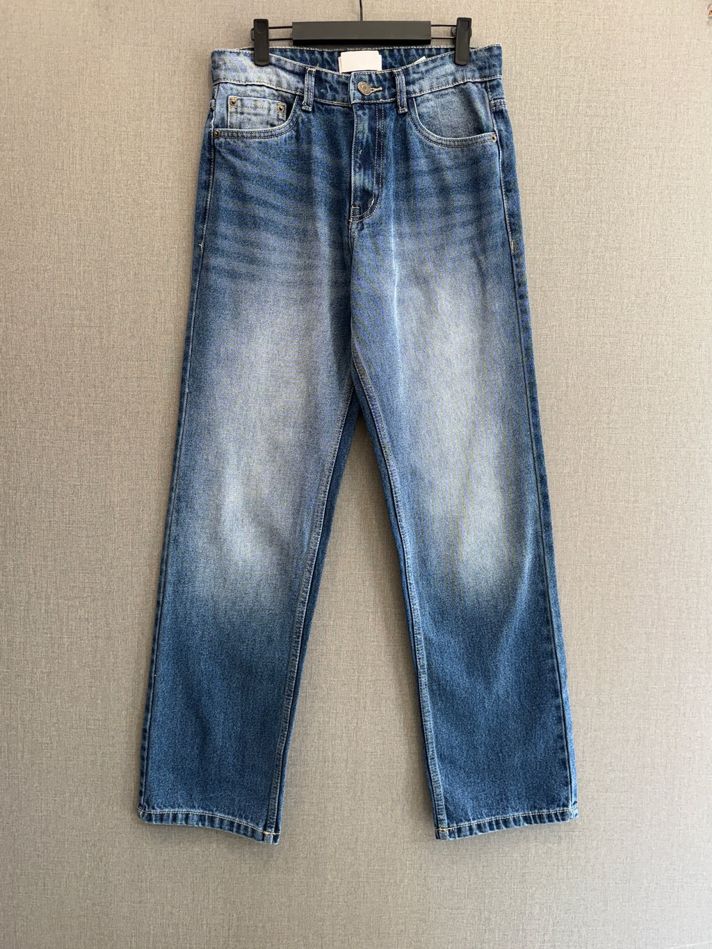 Denim Straight Fit Jeans - Mid-Indigo Blue 5