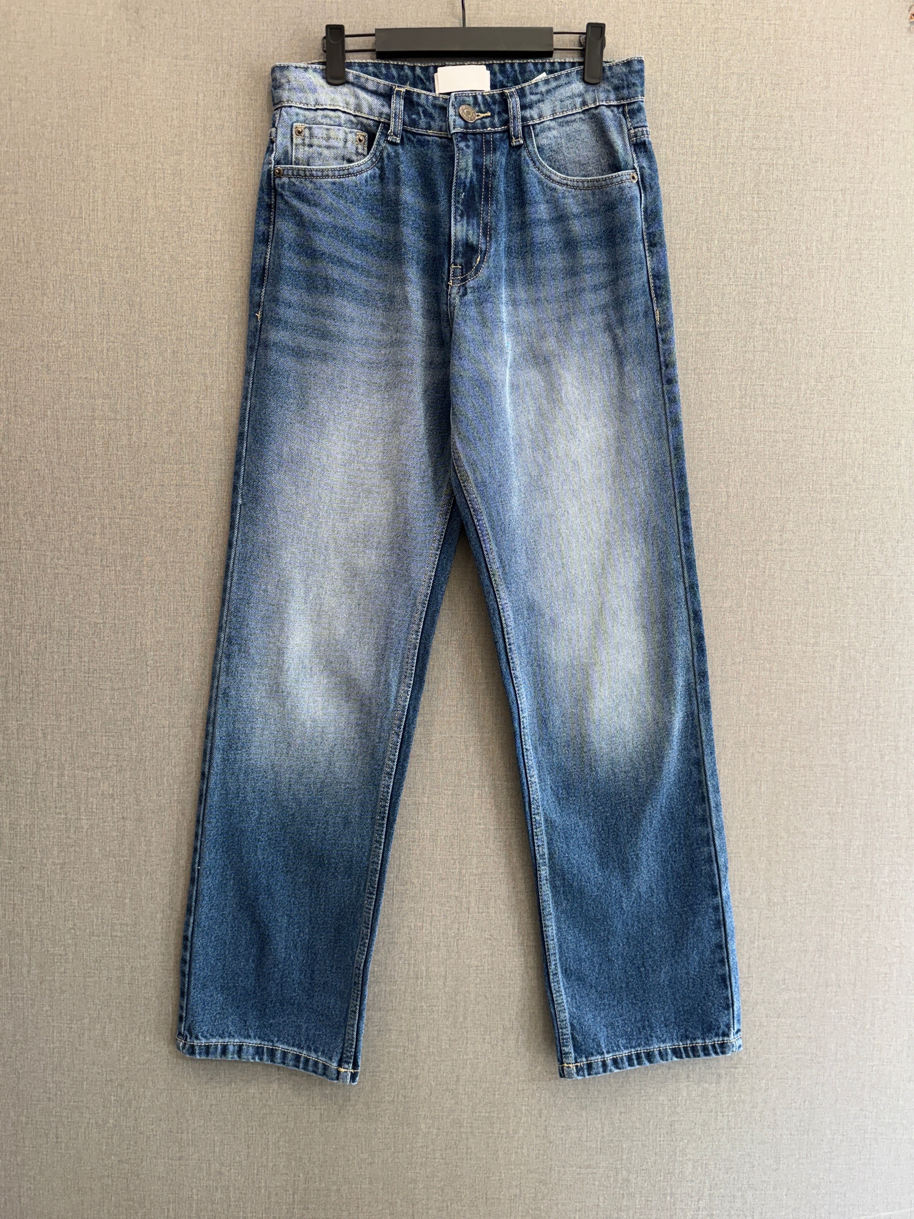 Denim Straight Fit Jeans - Mid-Indigo Blue 5