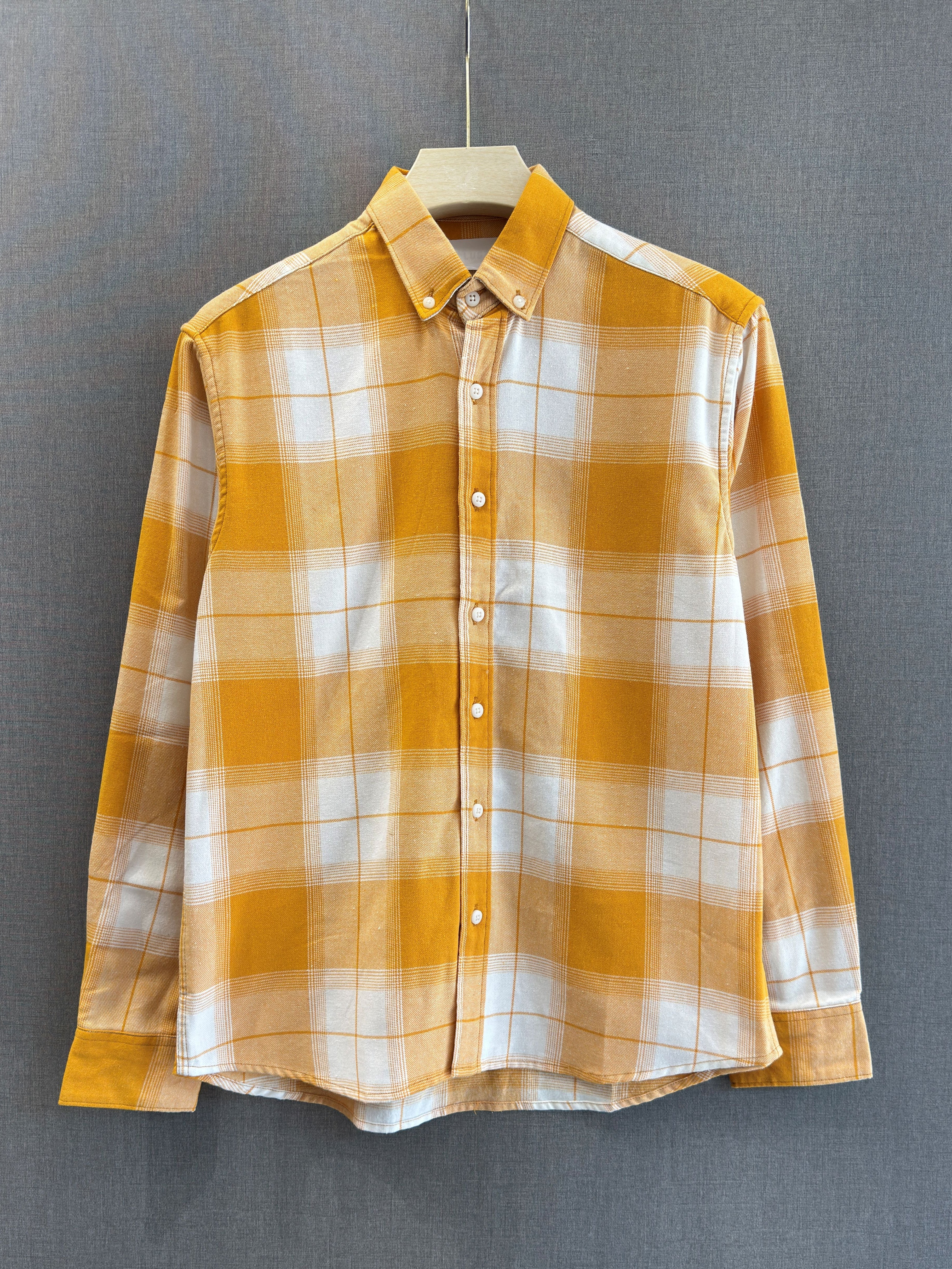 Mustard Cream Flannel Check Shirt – AURAA LOOKS