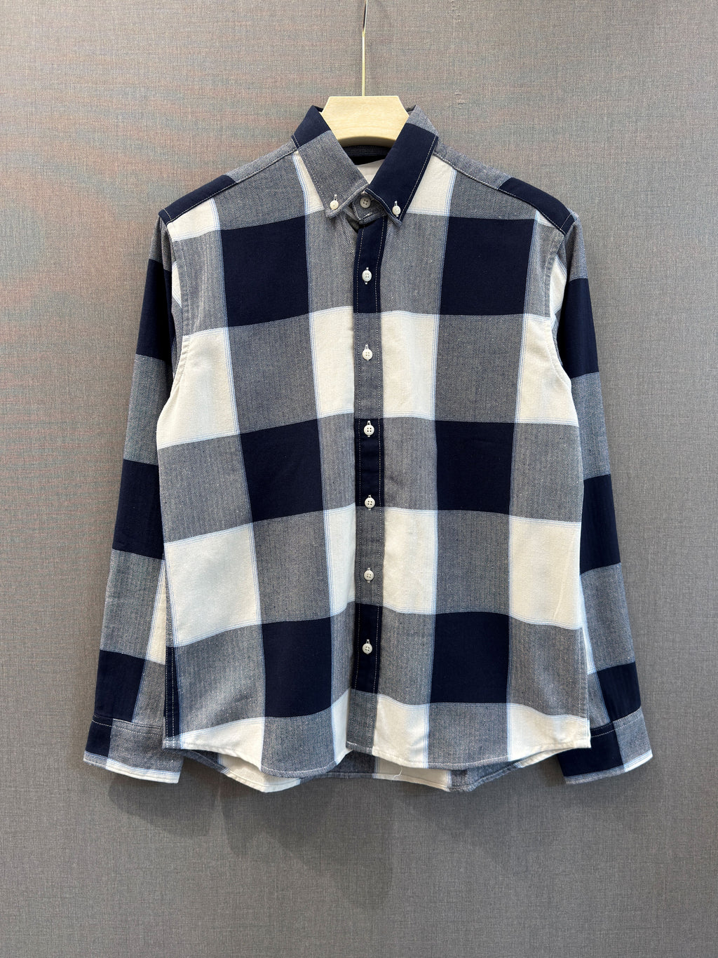 Navy White Block Flannel Shirt