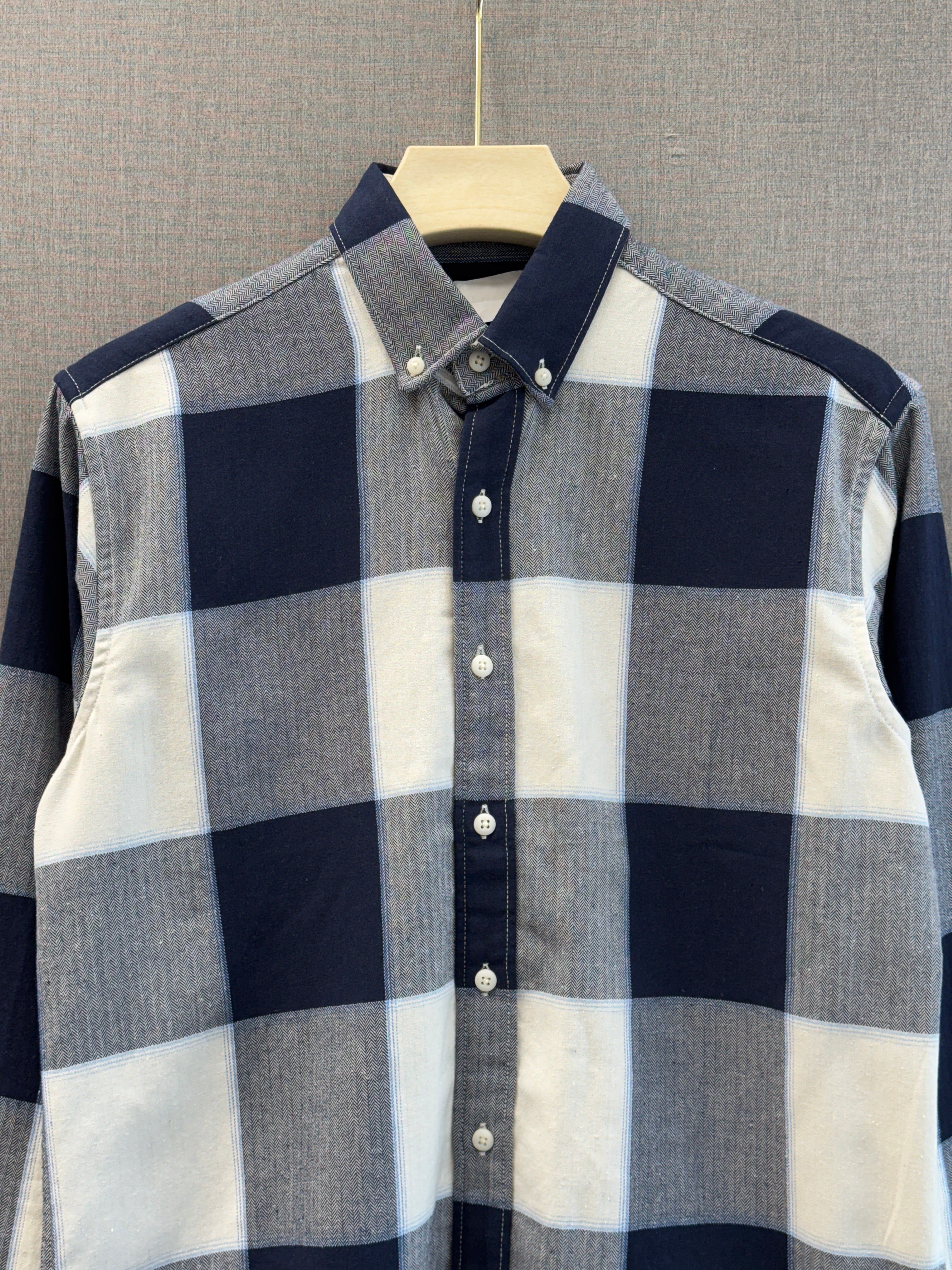 Navy White Block Flannel Shirt