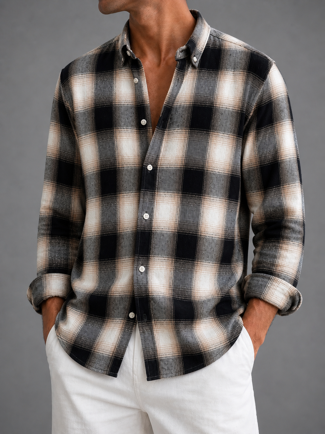 Midnight Grey Flannel Check Shirt