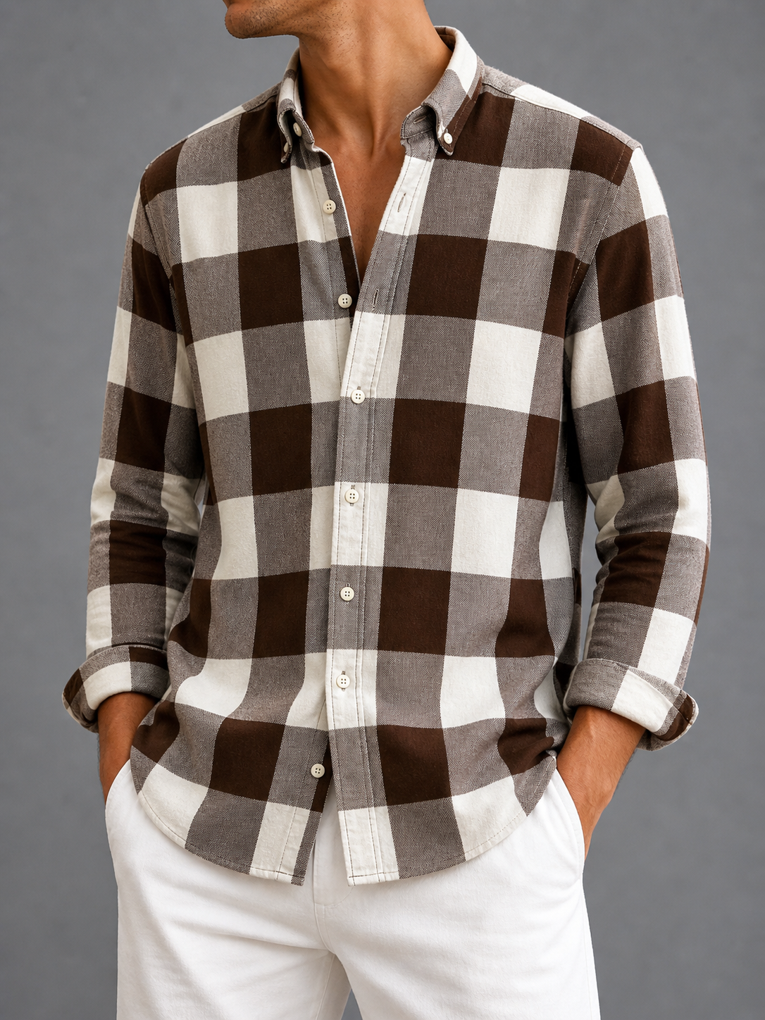 Espresso Brown Block Flannel Shirt