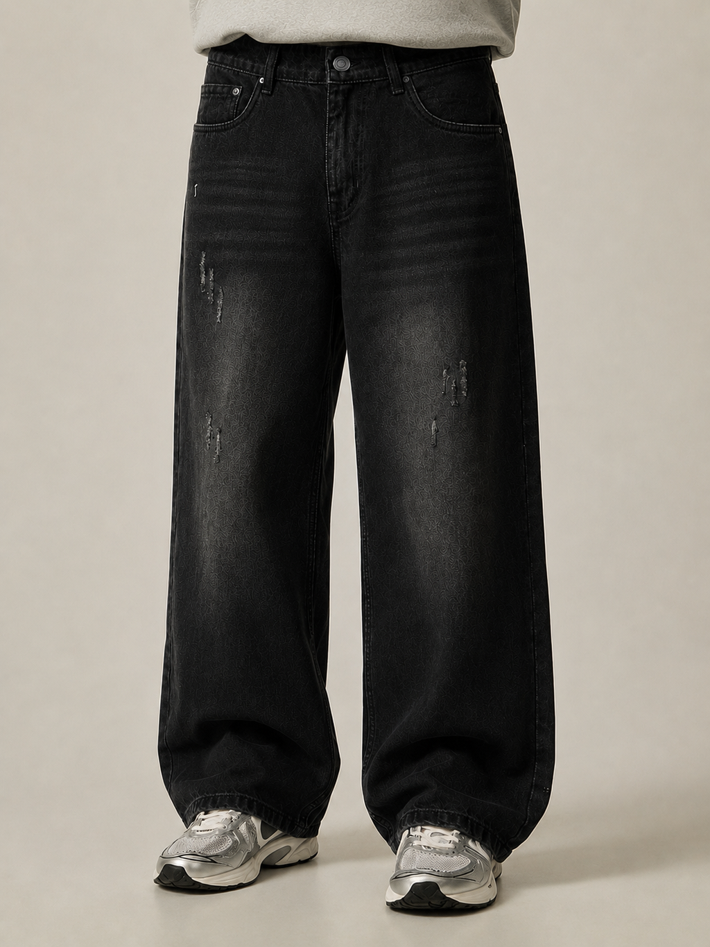 Washed Charcoal Baggy Denim 6