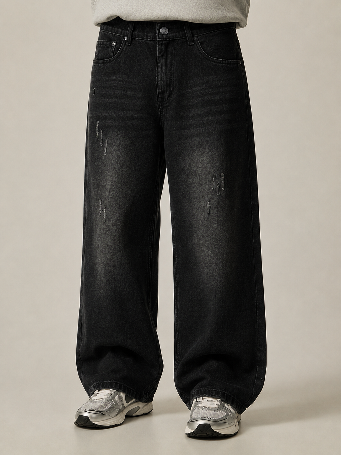 Washed Charcoal Baggy Denim 6