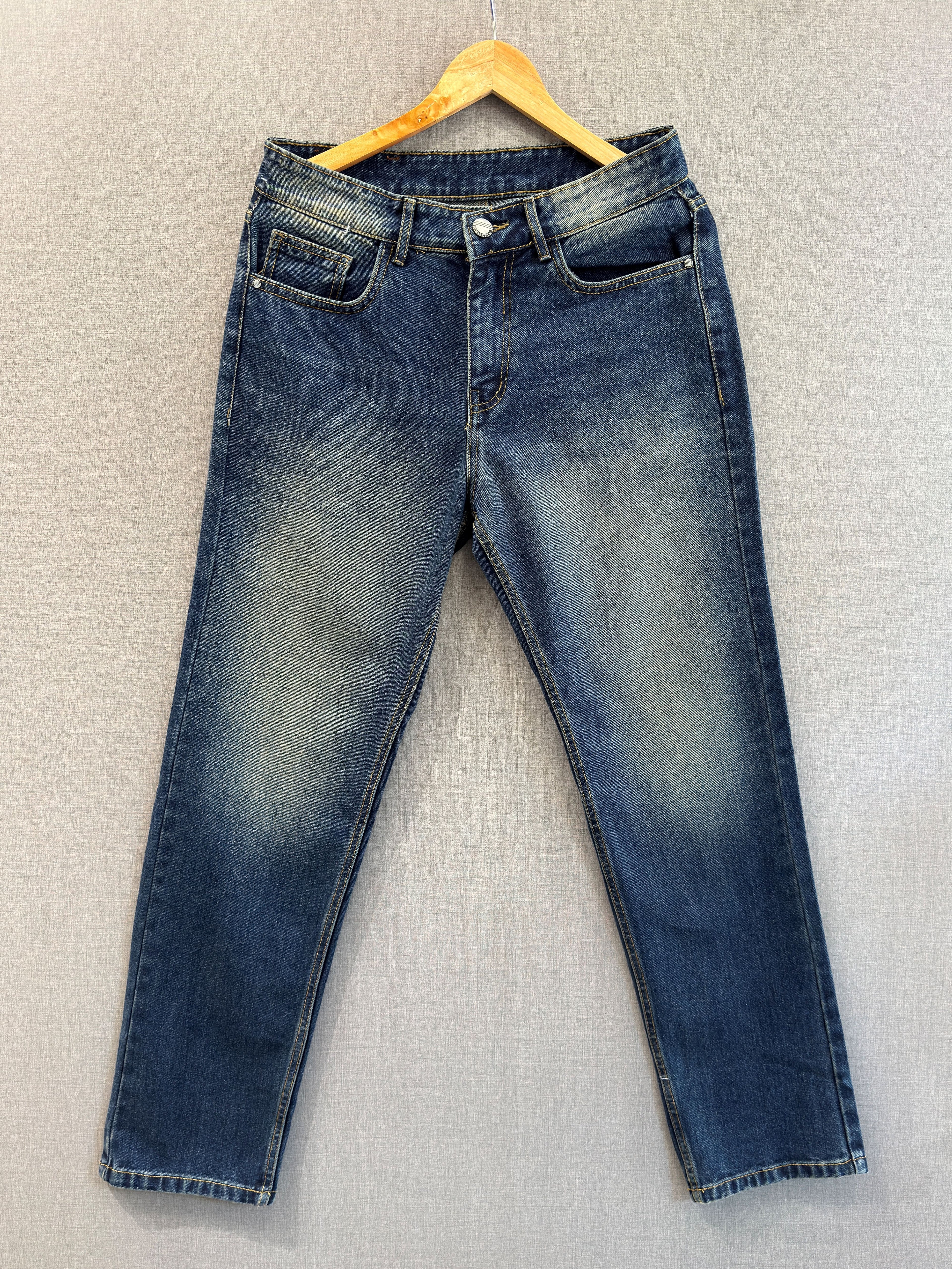 Dark Indigo Washed Straight Fit Jeans