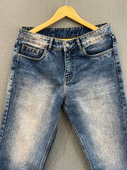Mid Blue Acid Wash Straight Fit Jeans