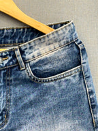 Mid Blue Acid Wash Straight Fit Jeans
