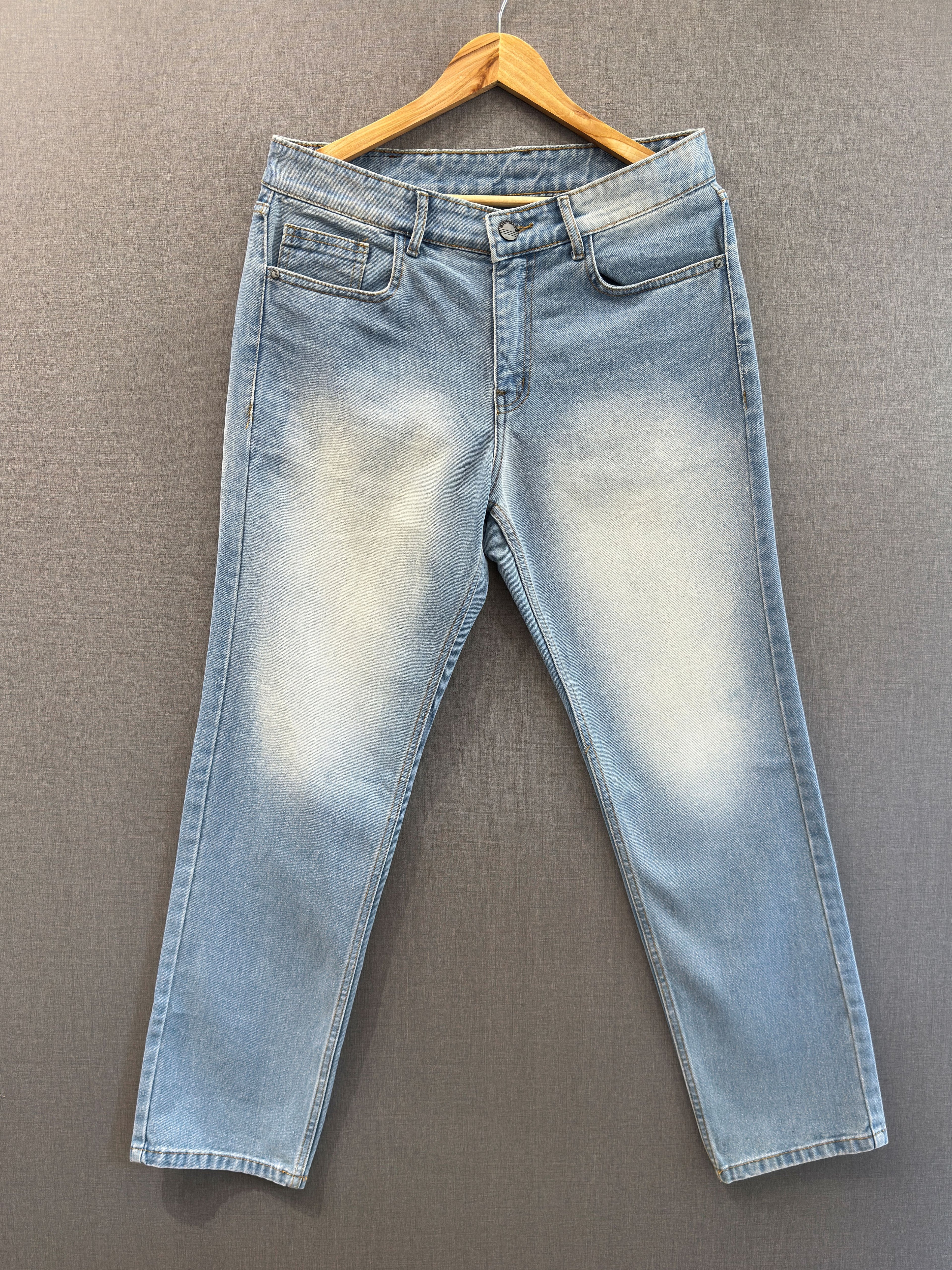 Sky Blue Washed Straight Fit Jeans