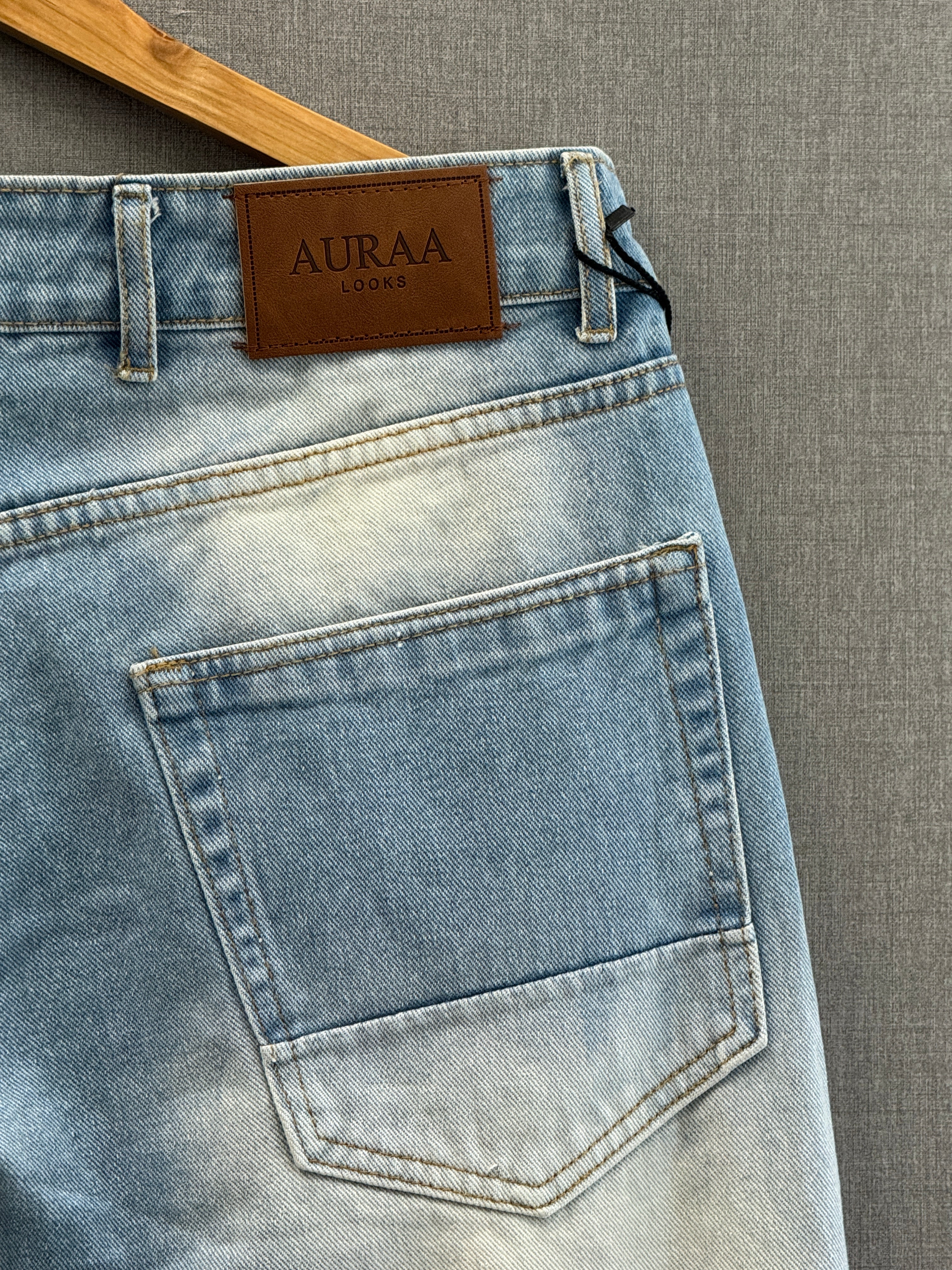 Sky Blue Washed Straight Fit Jeans