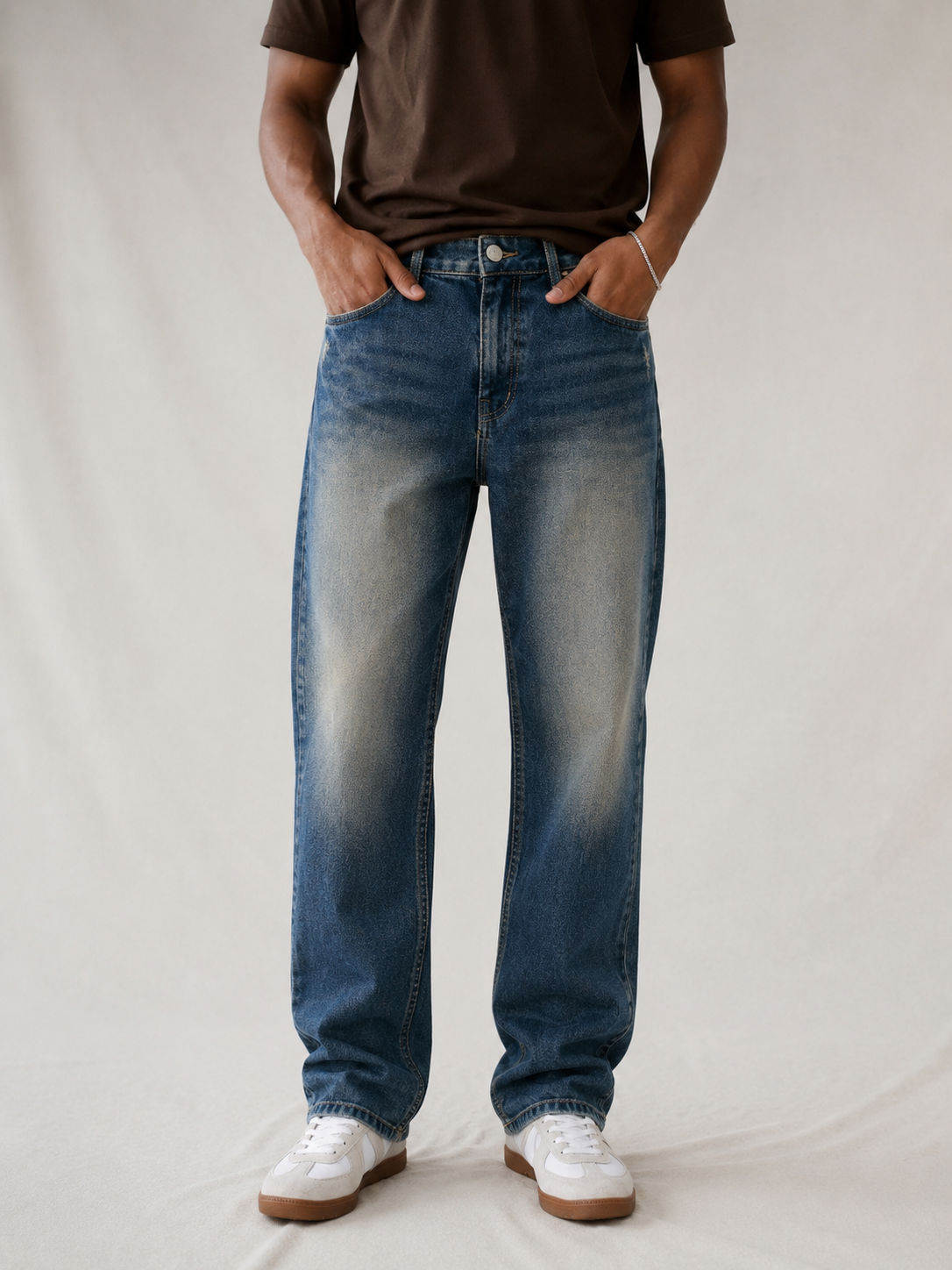 Dark Indigo Washed Straight Fit Jeans