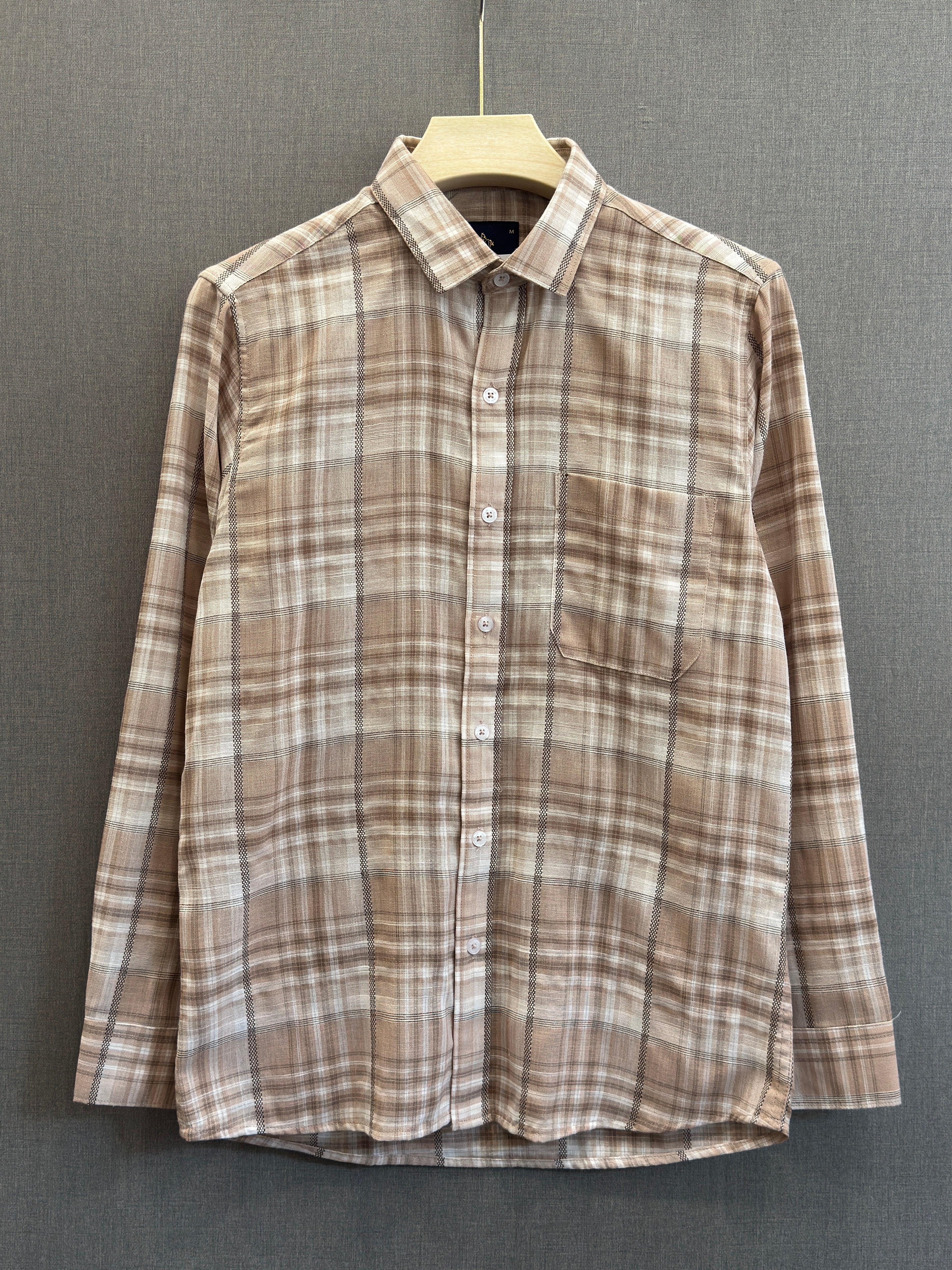 Sand Beige Checks Shirt