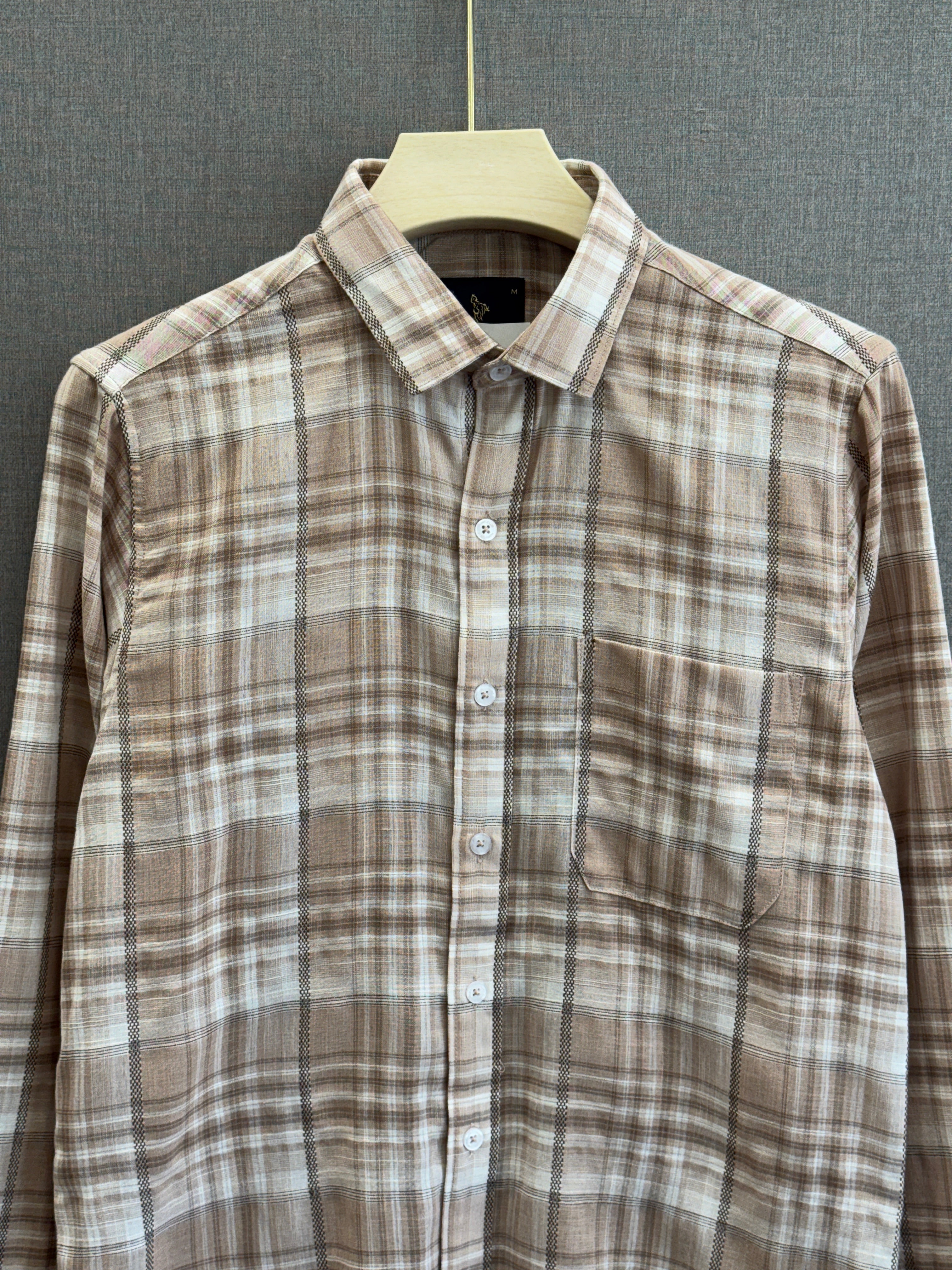 Sand Beige Checks Shirt