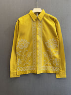 Mustard Floral Embroidered Linen Shirt