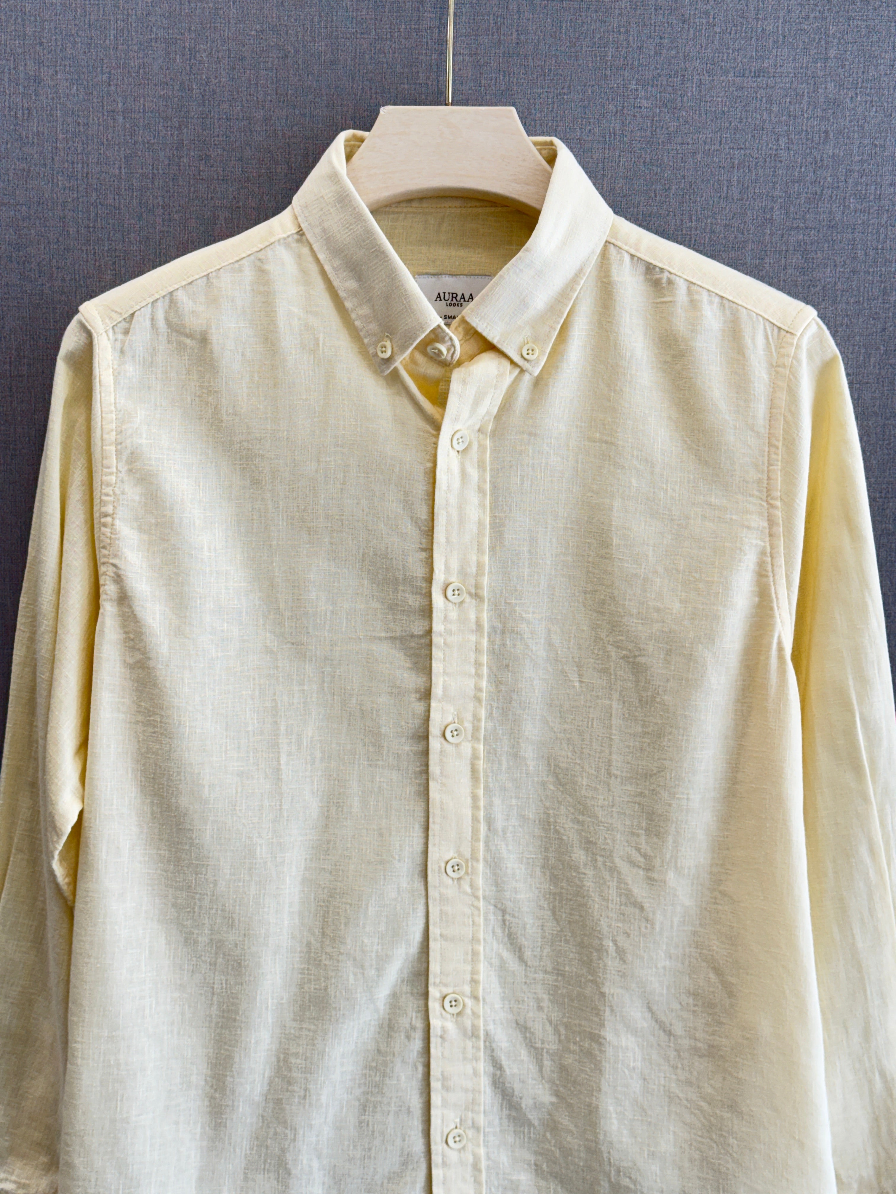 Auraa Luxe Linen Shirt - Butter Yellow