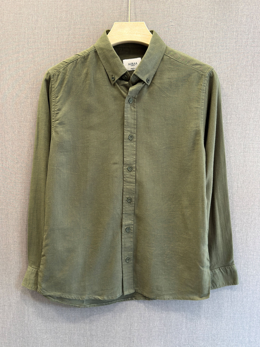 Auraa Luxe Linen Shirt - Olive Green