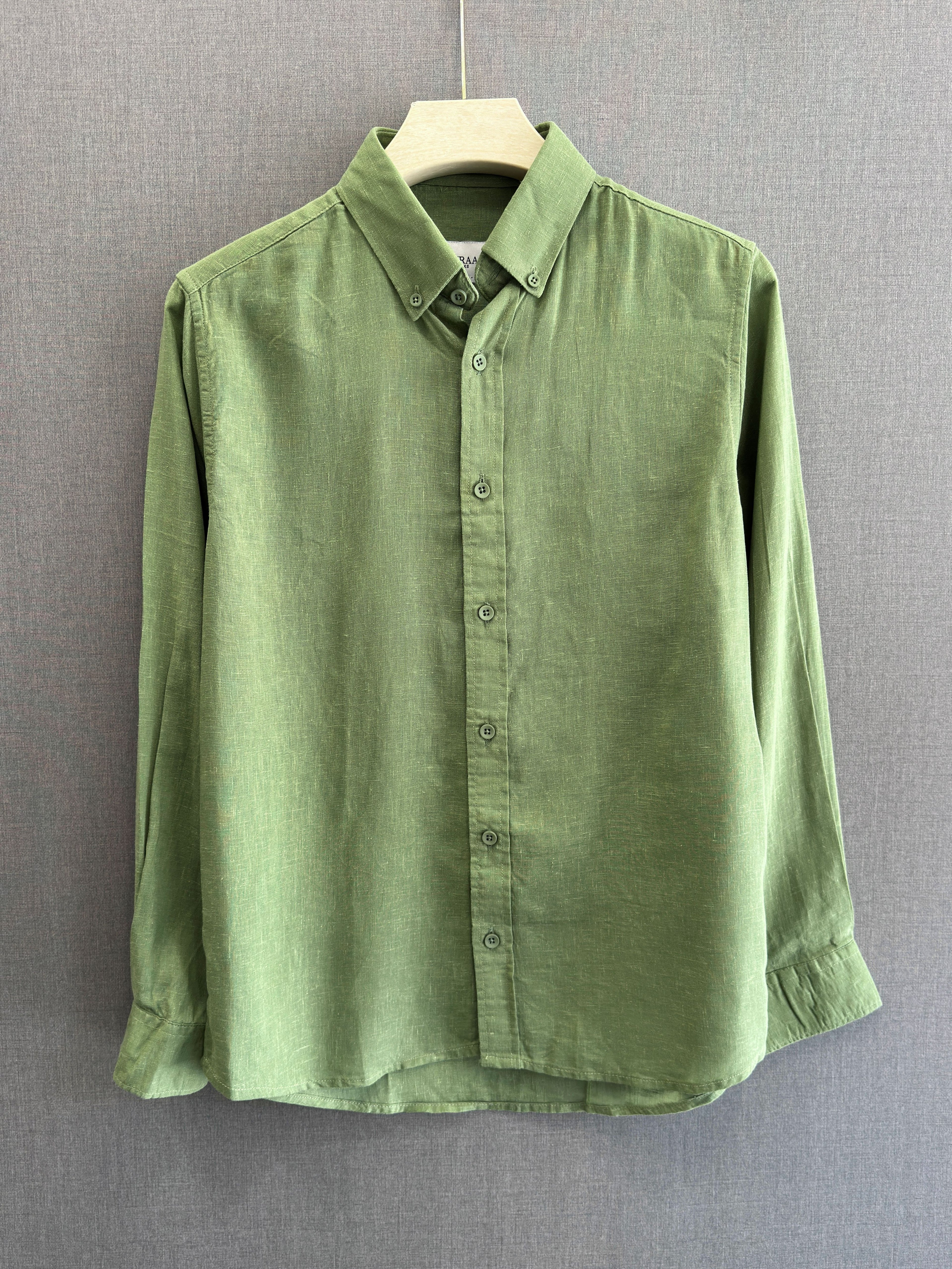 Auraa Luxe Linen Shirt - Sage Green