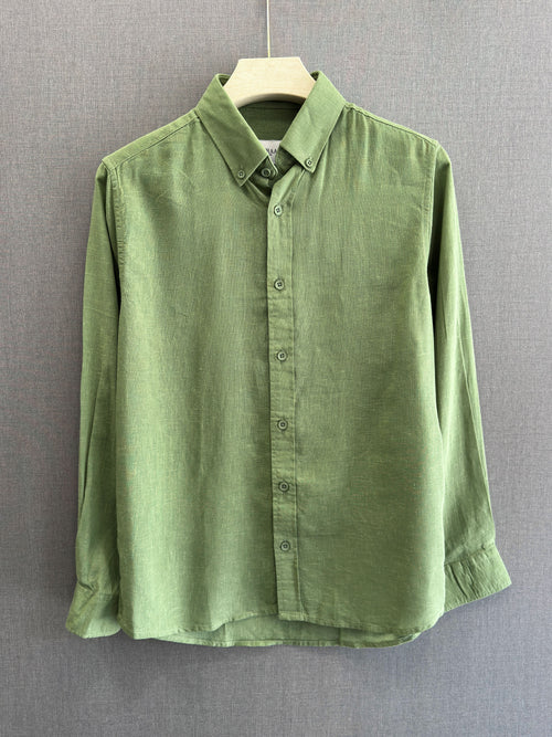 Auraa Luxe Linen Shirt - Sage Green