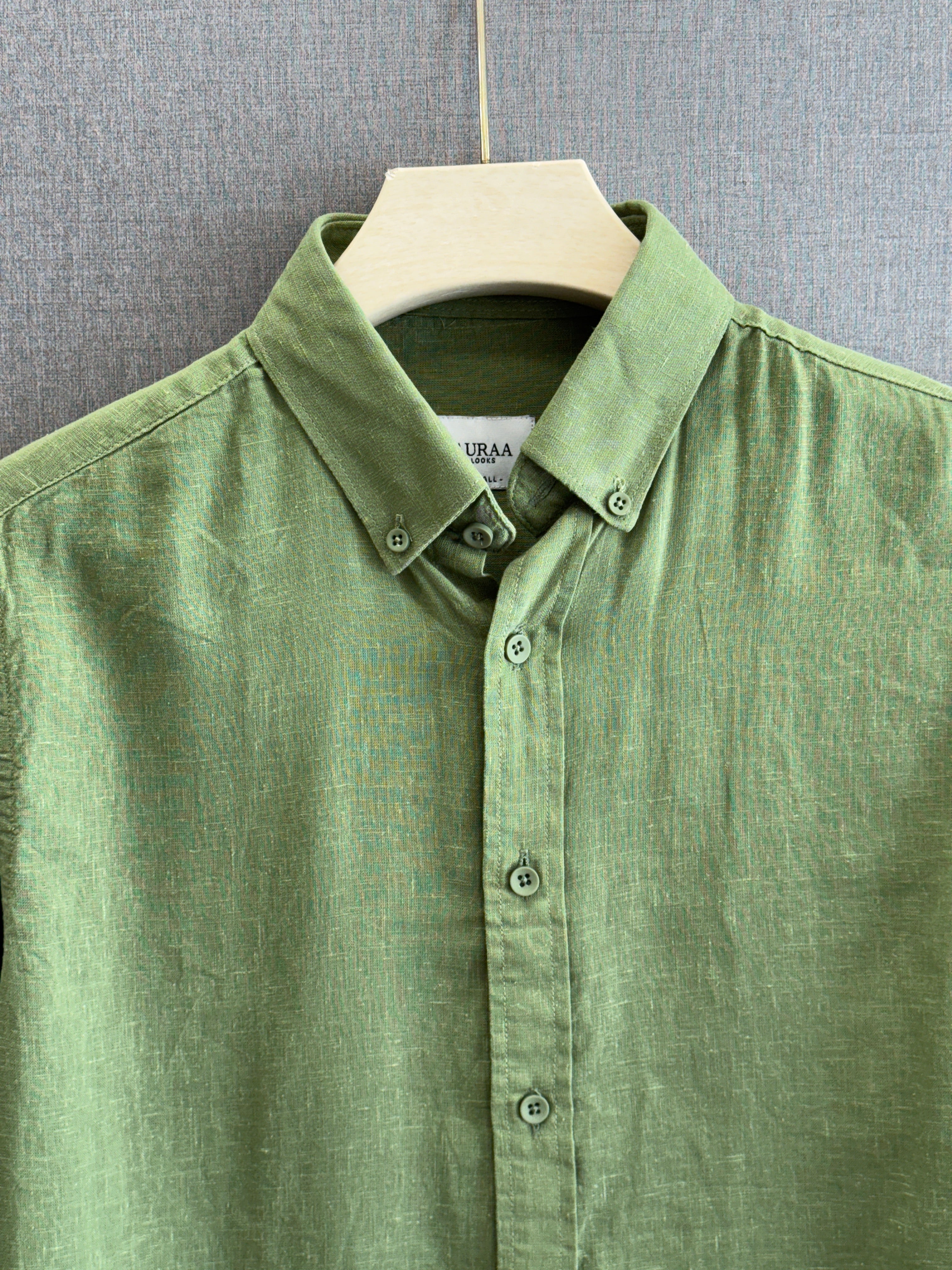 Auraa Luxe Linen Shirt - Sage Green