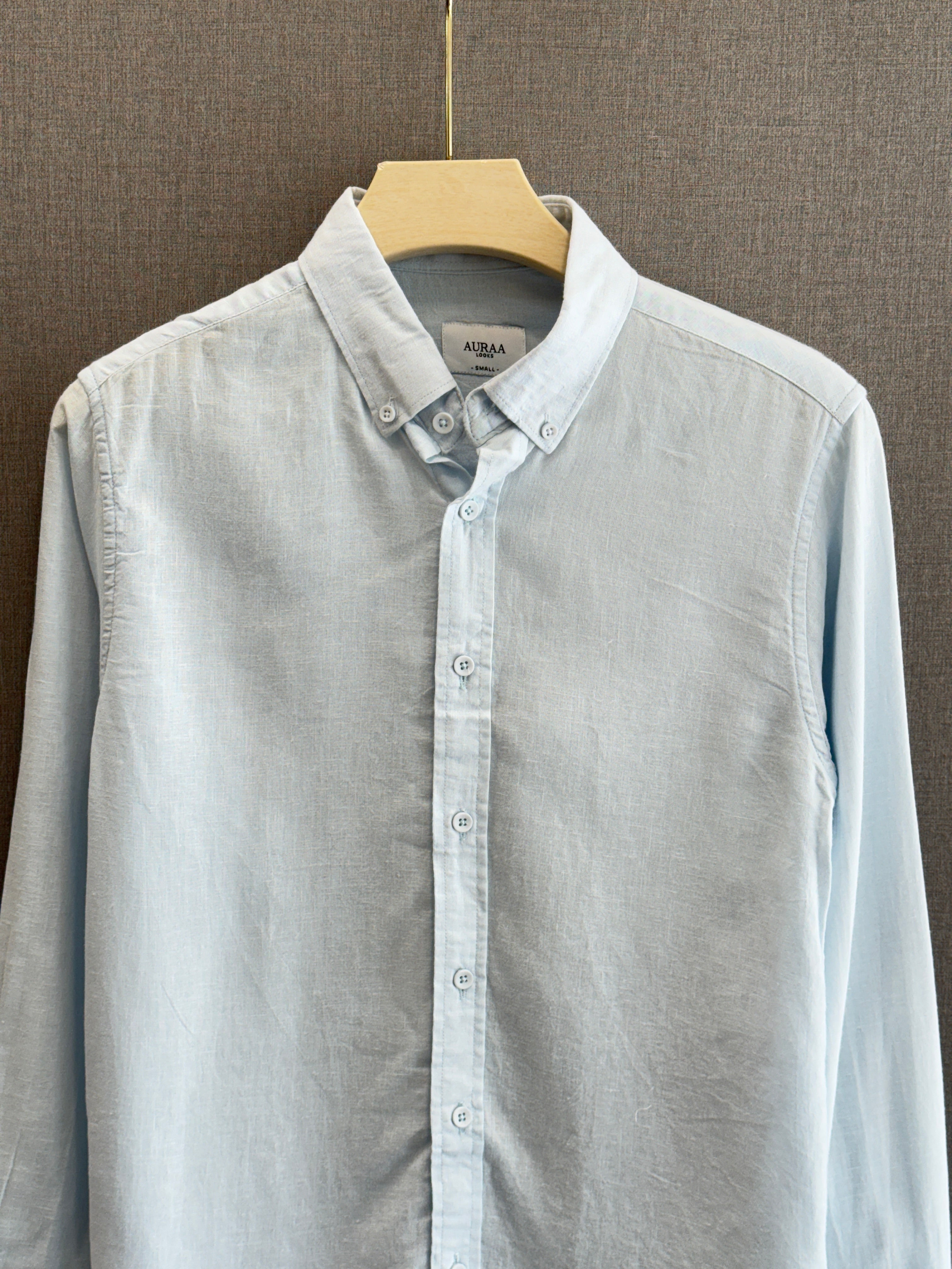 Auraa Luxe Linen Shirt - Sky Blue