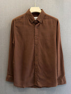Auraa Luxe Linen Shirt - Chocolate Brown