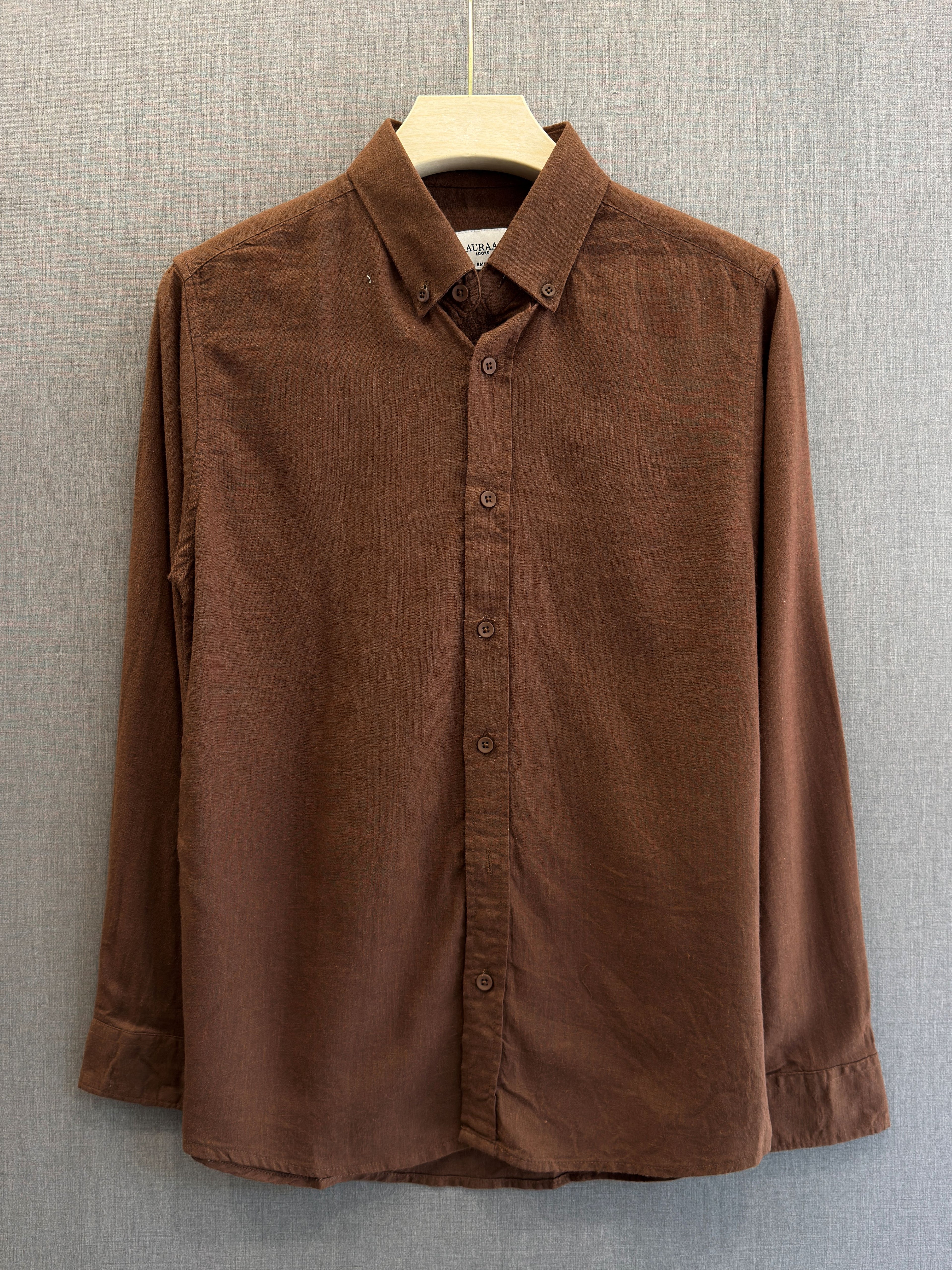 Auraa Luxe Linen Shirt - Chocolate Brown