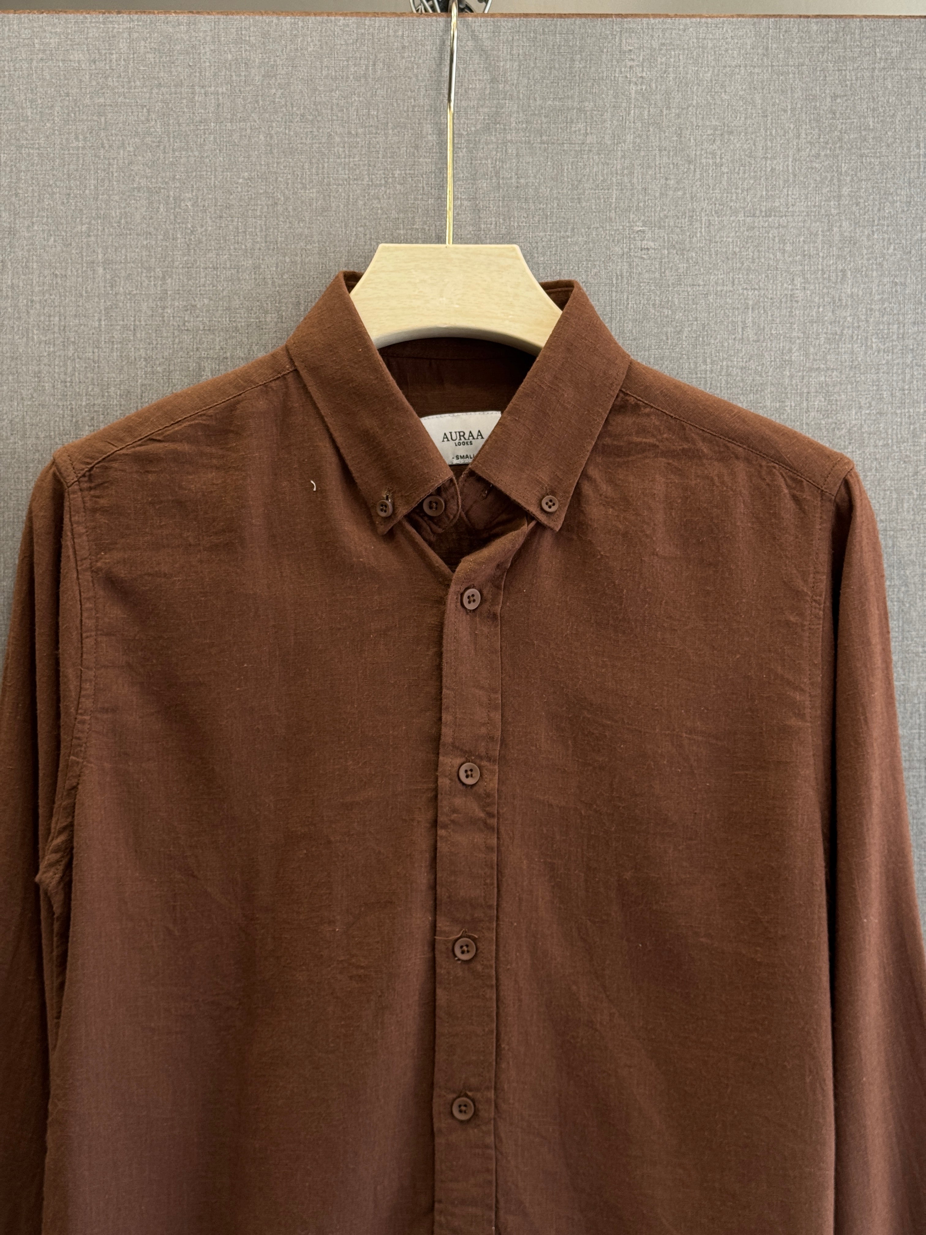 Auraa Luxe Linen Shirt - Chocolate Brown