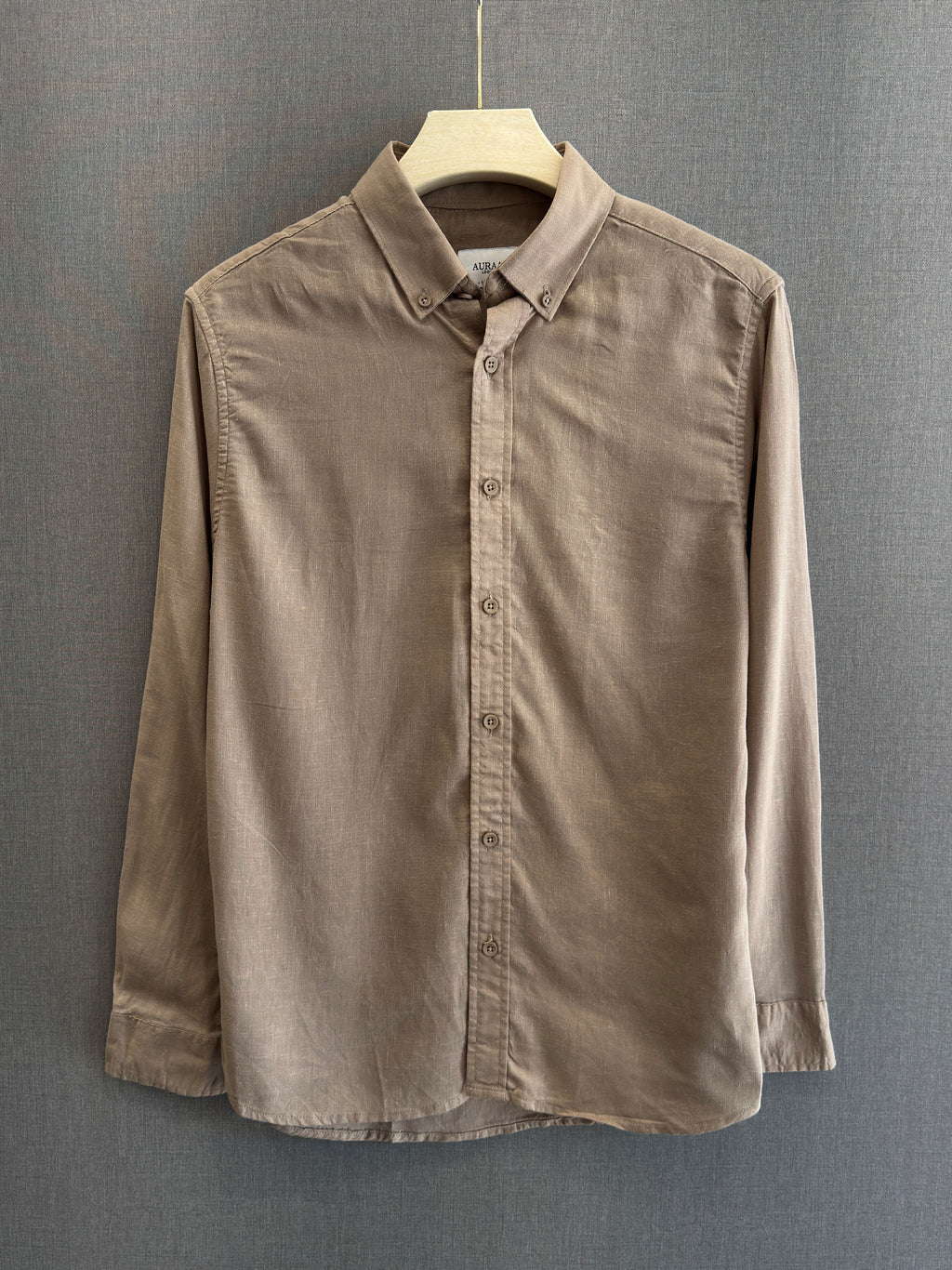 Auraa Luxe Linen Shirt - Mocha Mist