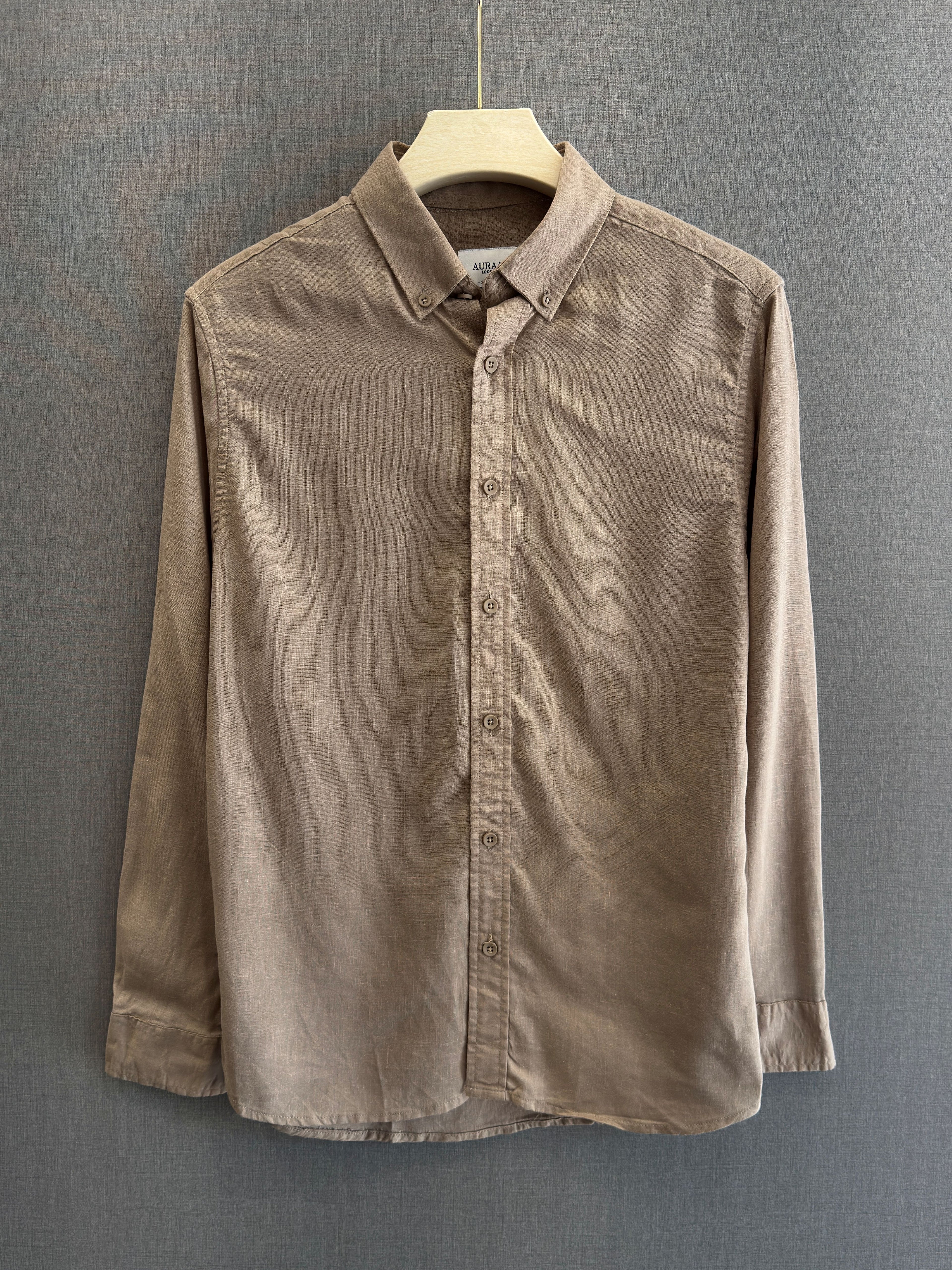 Auraa Luxe Linen Shirt - Mocha Mist