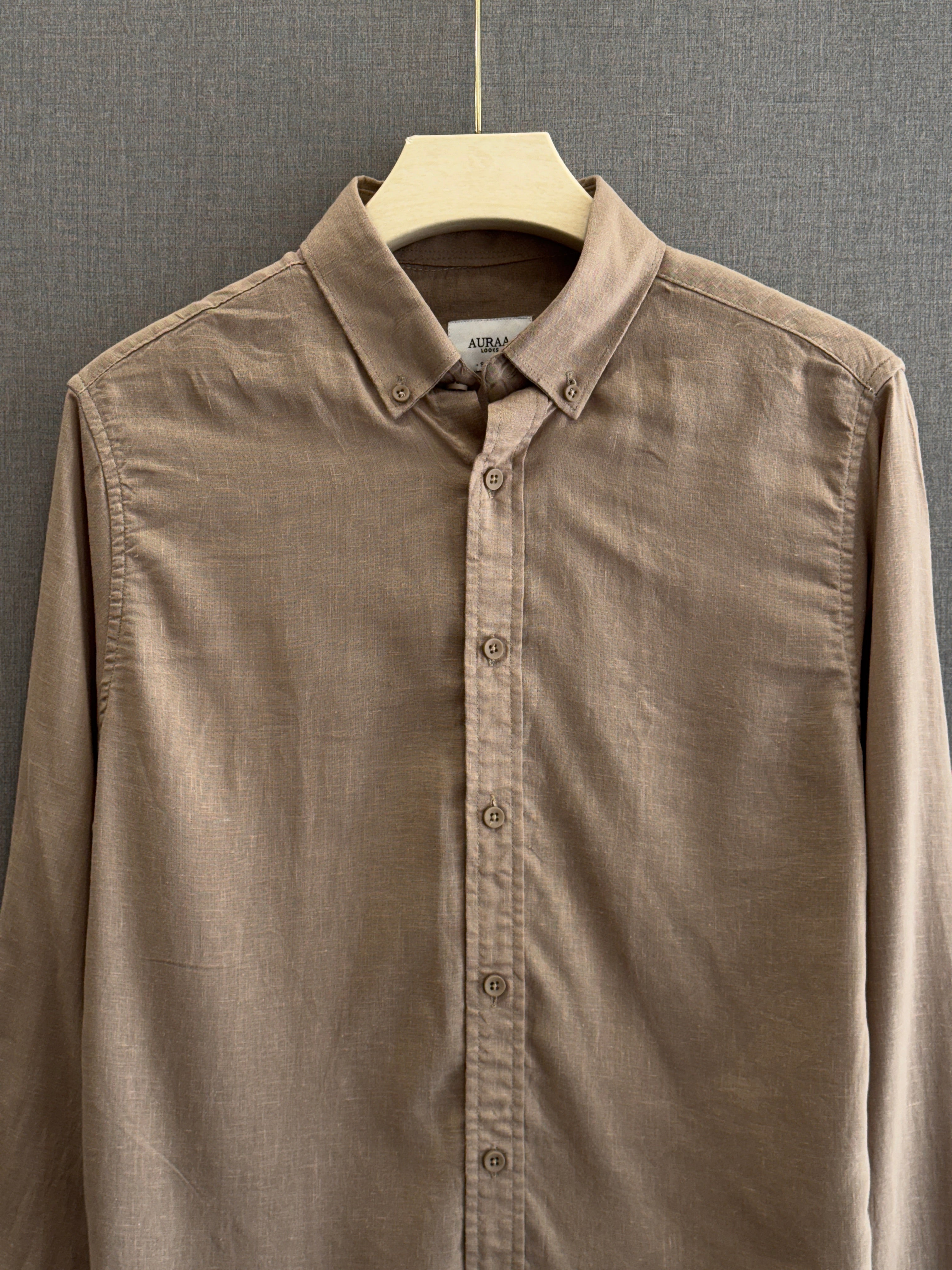 Auraa Luxe Linen Shirt - Mocha Mist