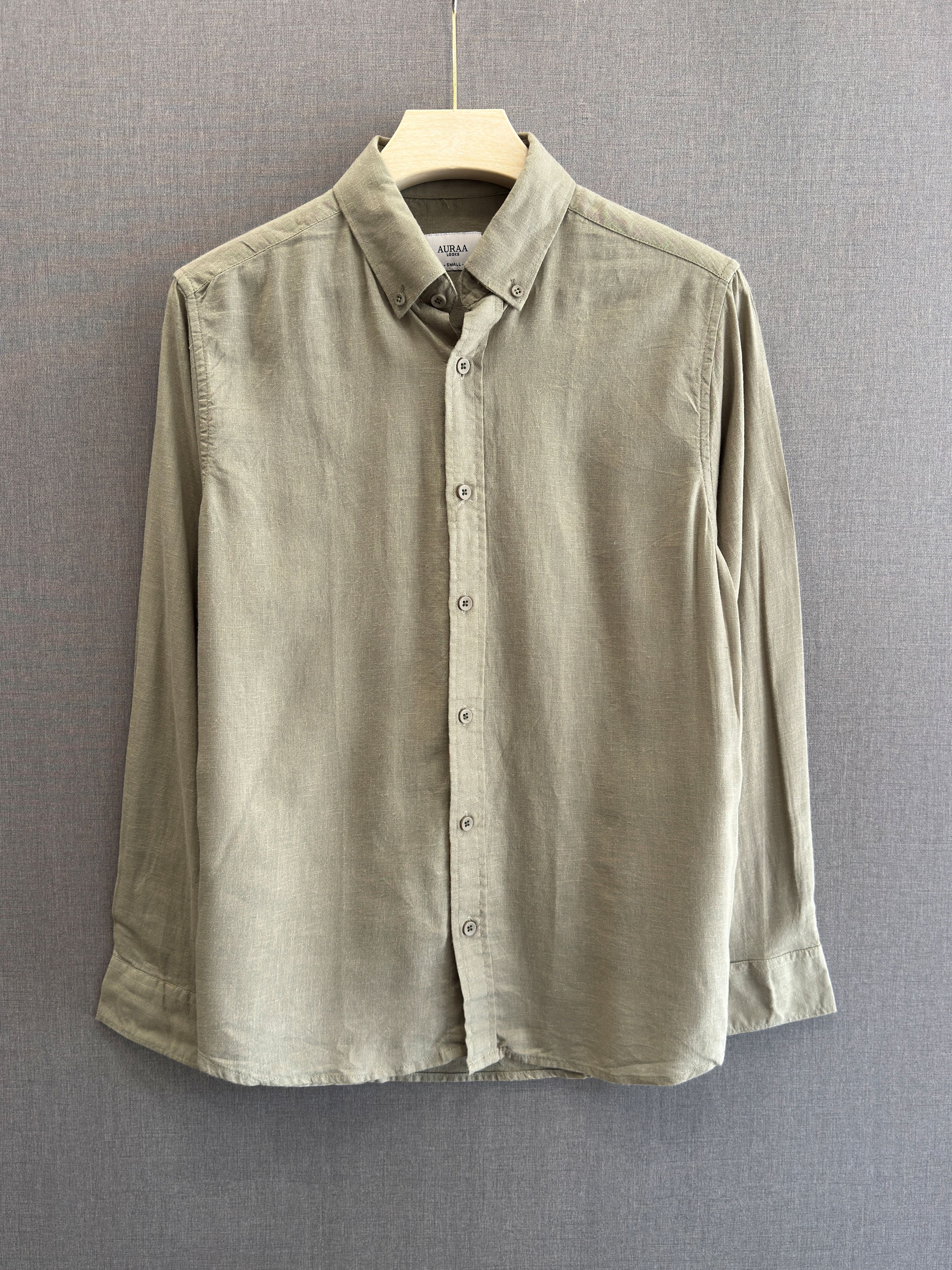 Auraa Luxe Linen Shirt - Sage Mist