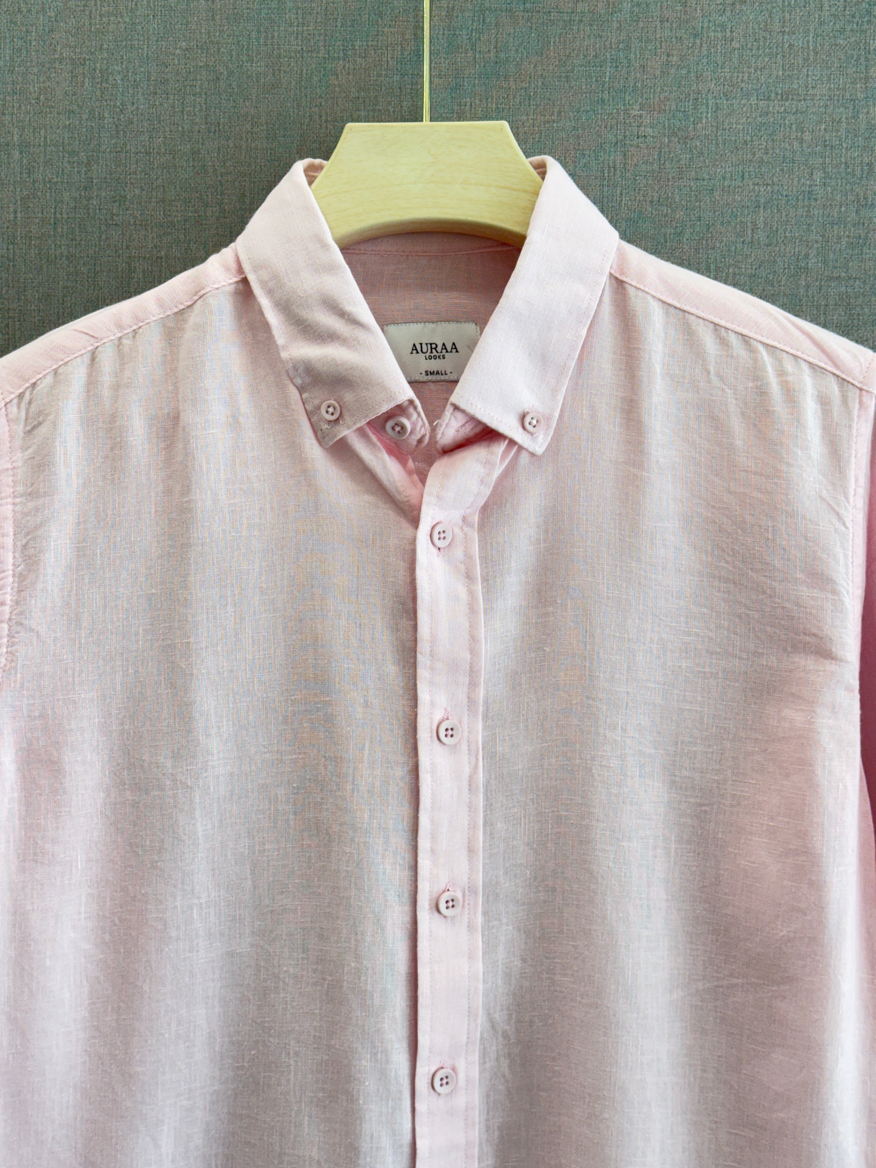 Auraa Luxe Linen Shirt - Blush Pink