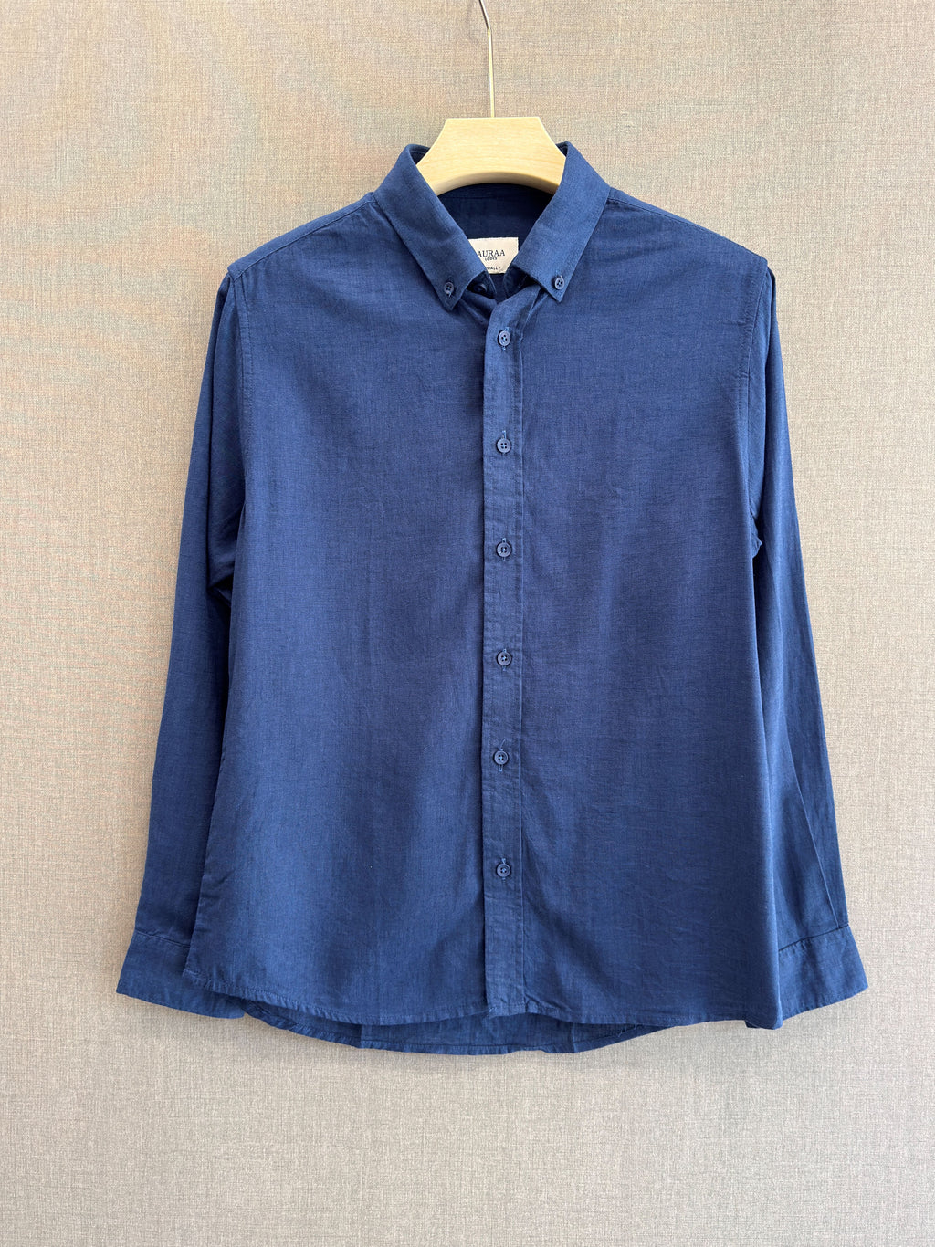 Auraa Luxe Linen Shirt - Midnight Blue
