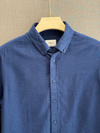 Auraa Luxe Linen Shirt - Midnight Blue