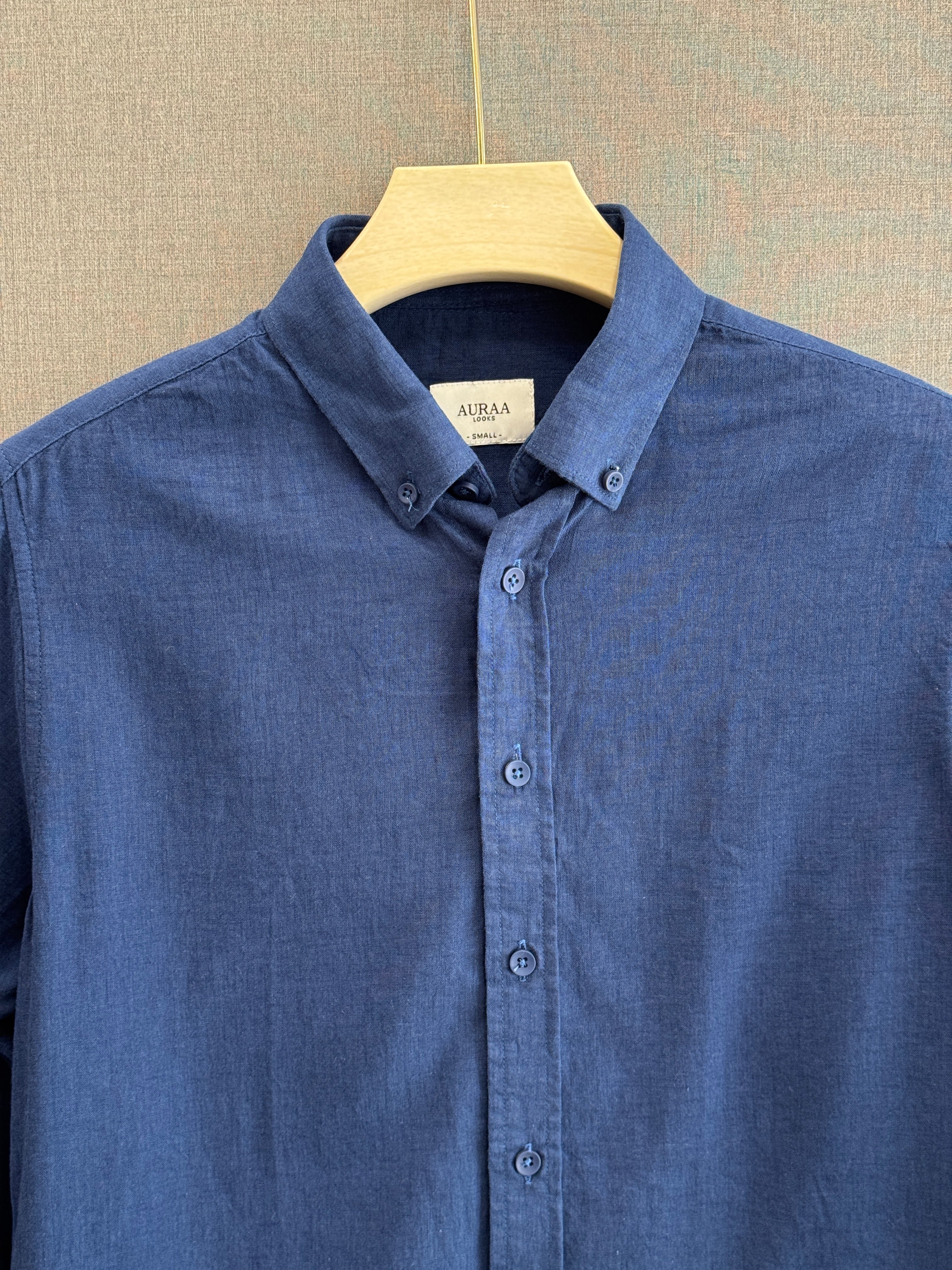 Auraa Luxe Linen Shirt - Midnight Blue