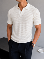 Diamond Knit Polo - Pure White