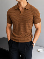 Diamond Knit Polo - Caramel Brown
