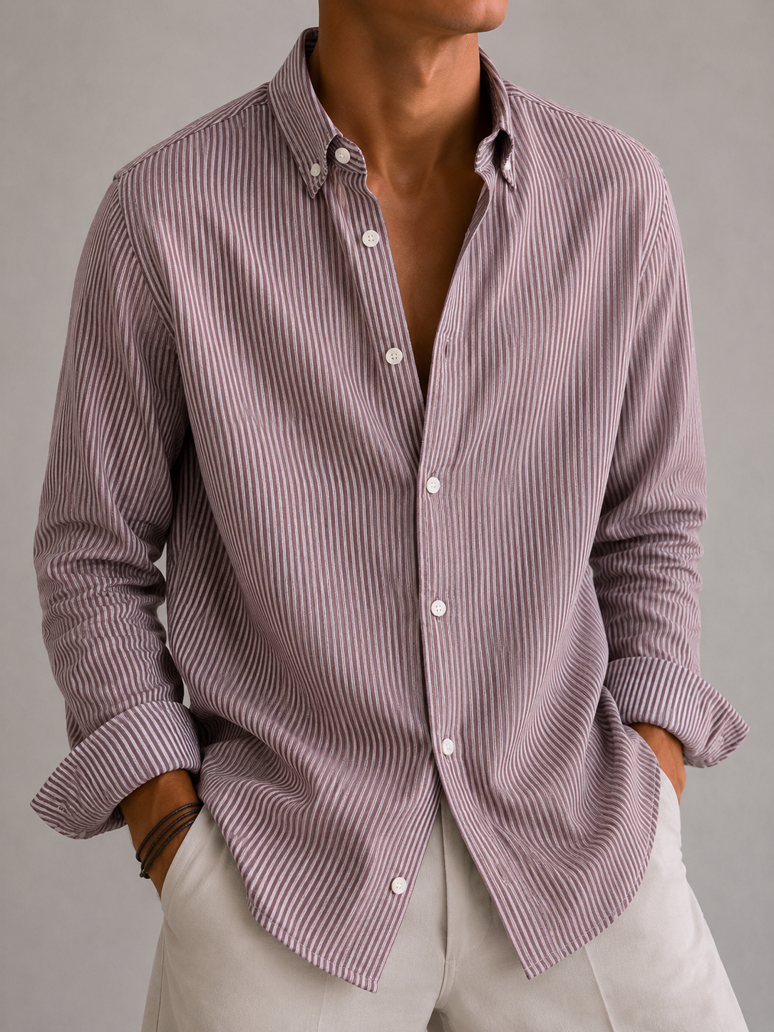 Oxford Stripe Shirt - Dusty Mauve