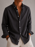 Oxford Stripe Shirt - Midnight Charcoal