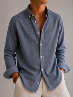 Oxford Stripe Shirt - Slate Blue