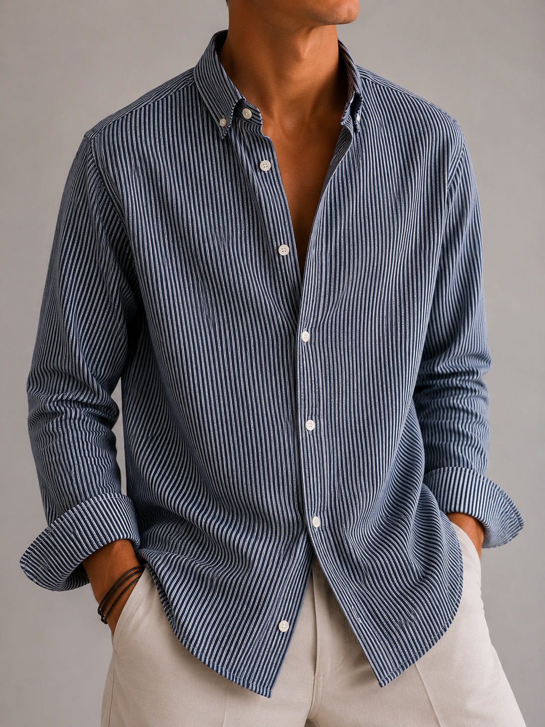 Oxford Stripe Shirt - Slate Blue