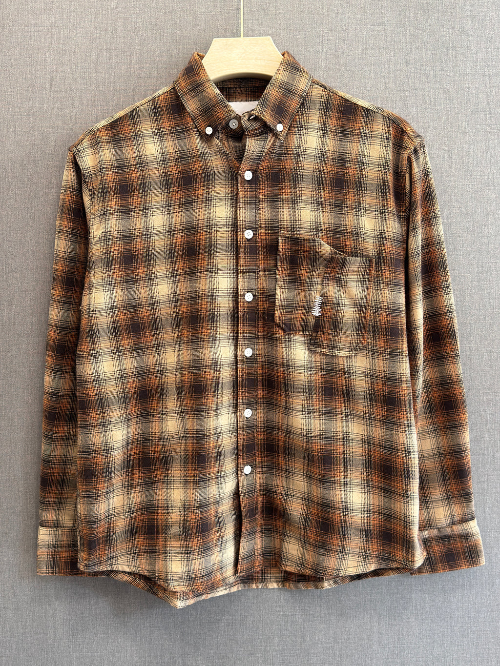 Flannel Check Shirt - Rust Brown