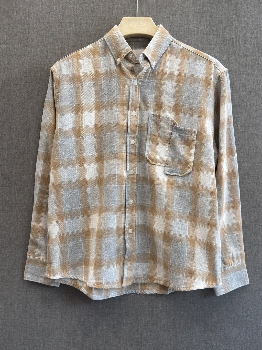 Flannel Check Shirt - Sand Beige