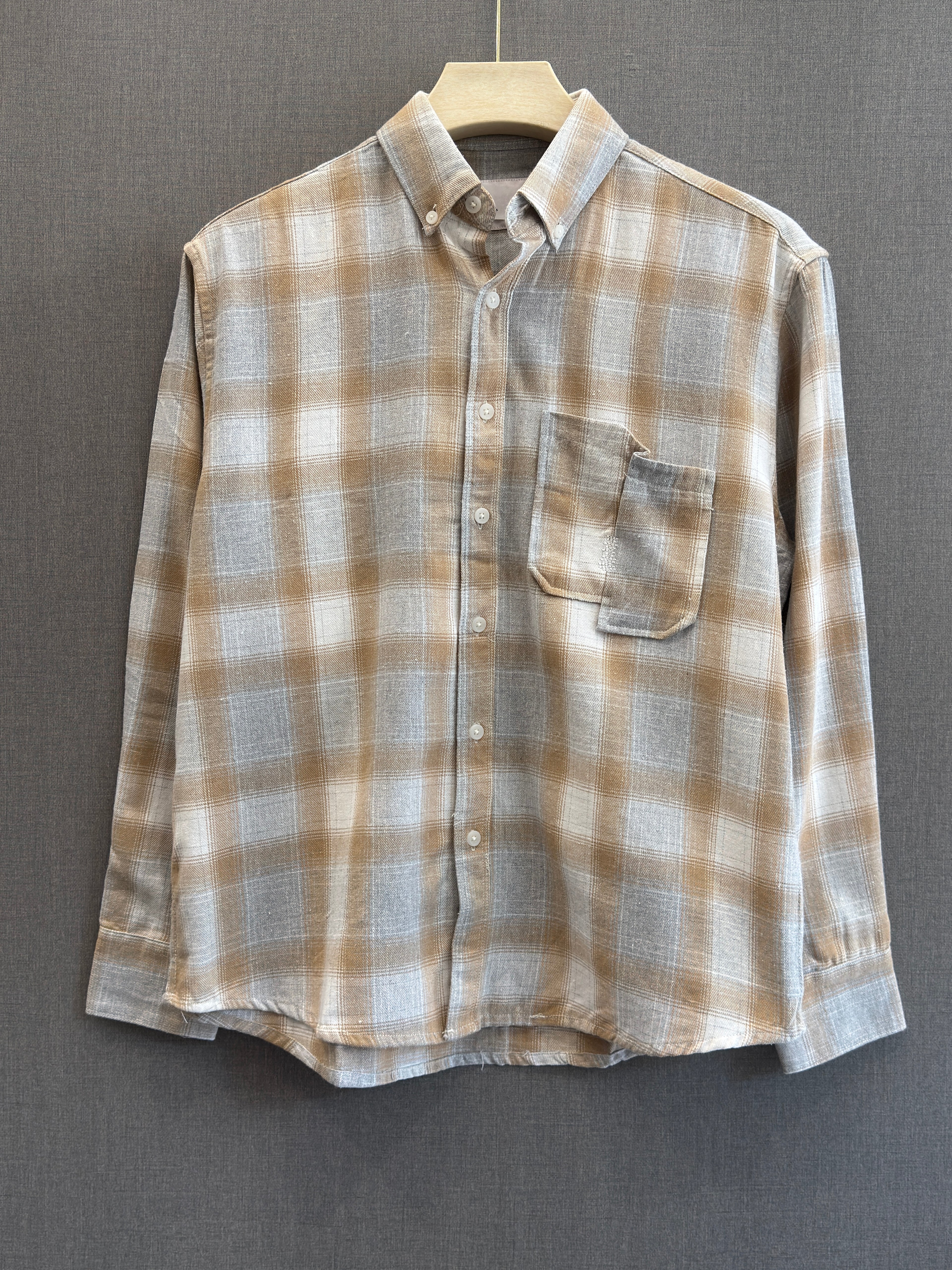 Flannel Check Shirt - Sand Beige