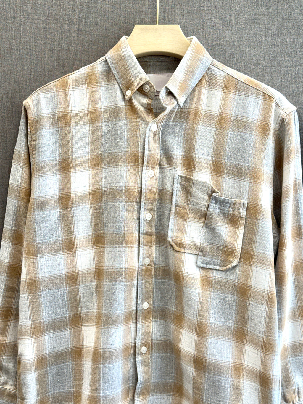 Flannel Check Shirt - Sand Beige