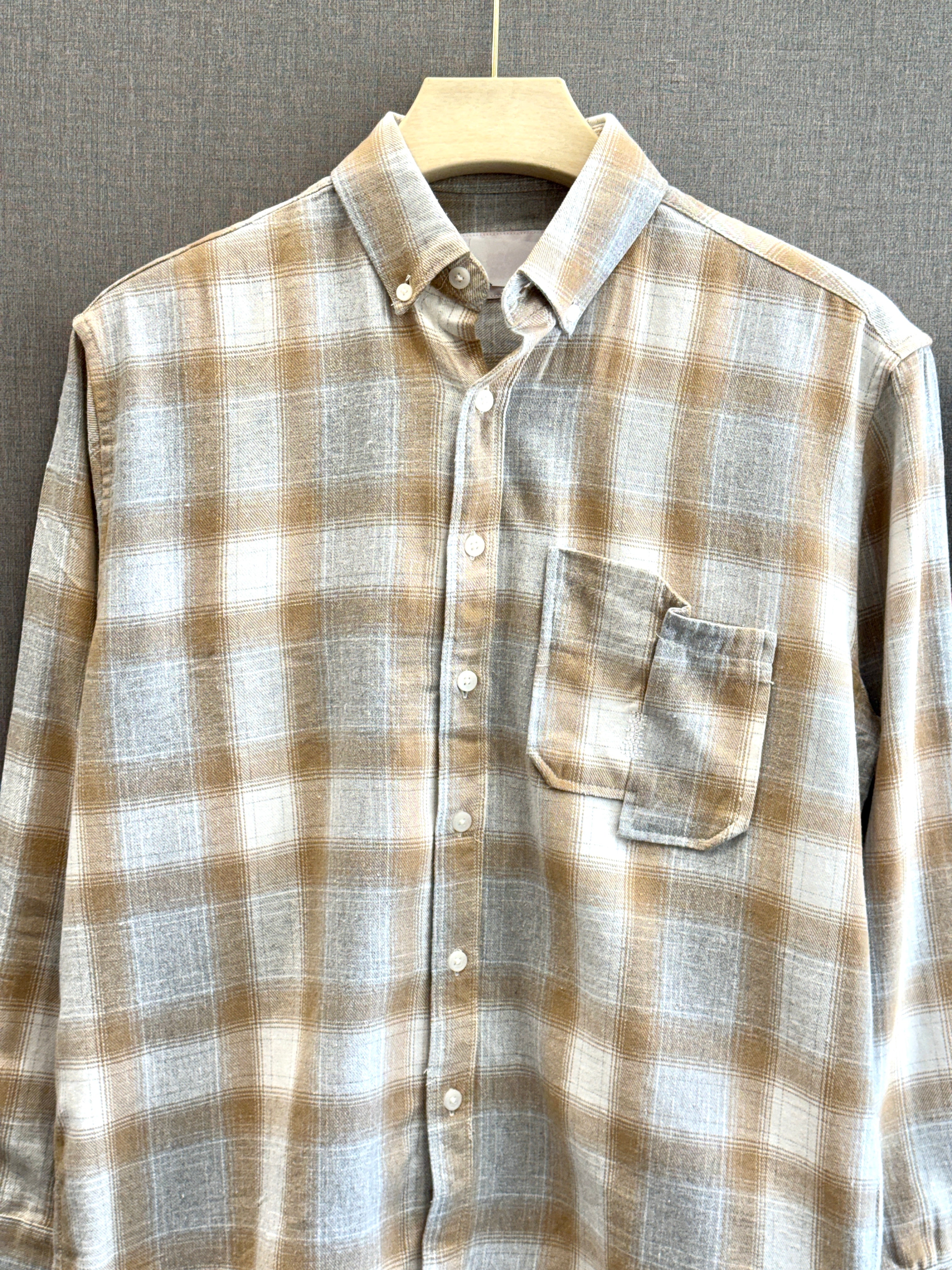 Flannel Check Shirt - Sand Beige
