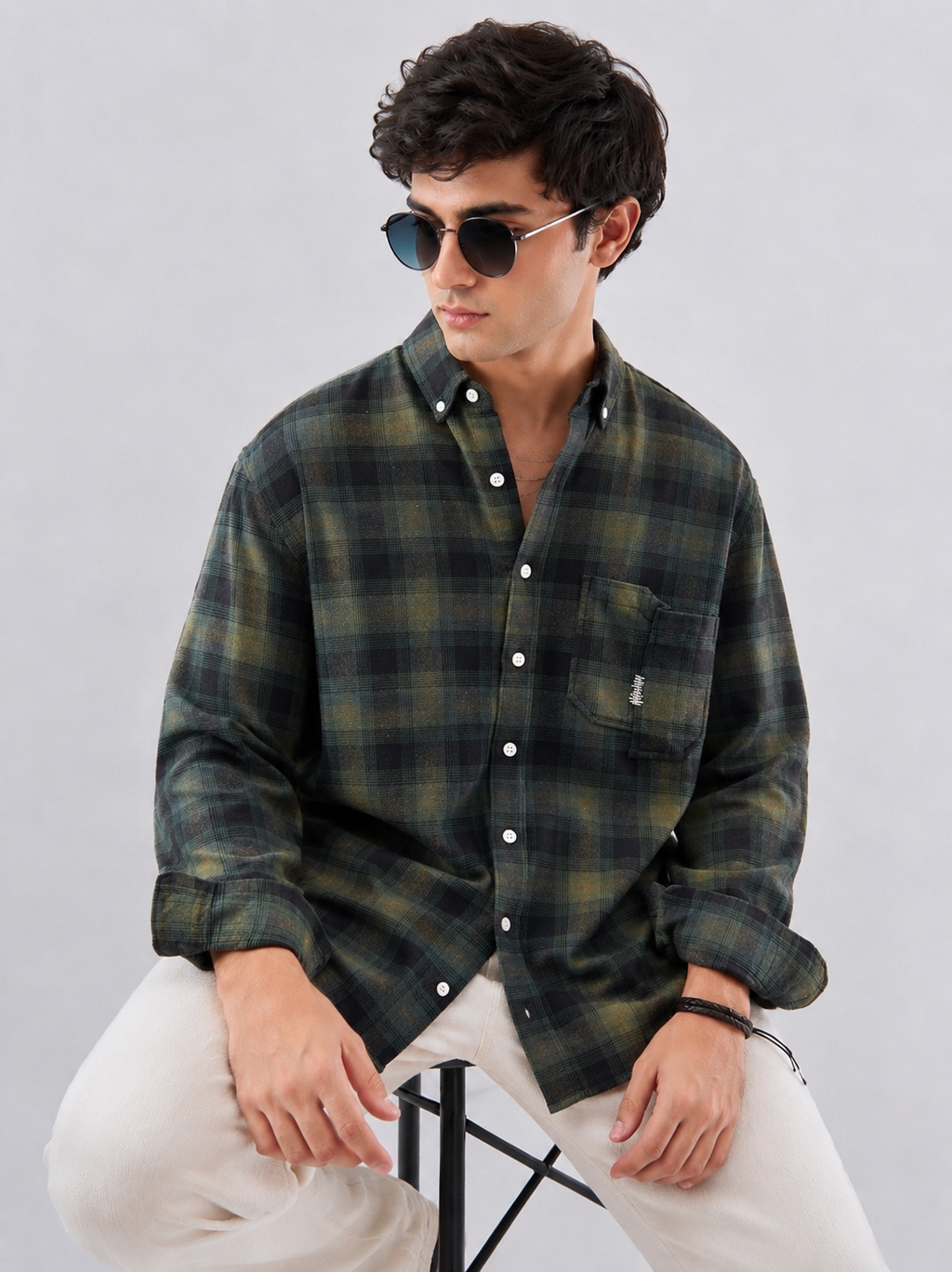 Flannel Check Shirt - Forest Green